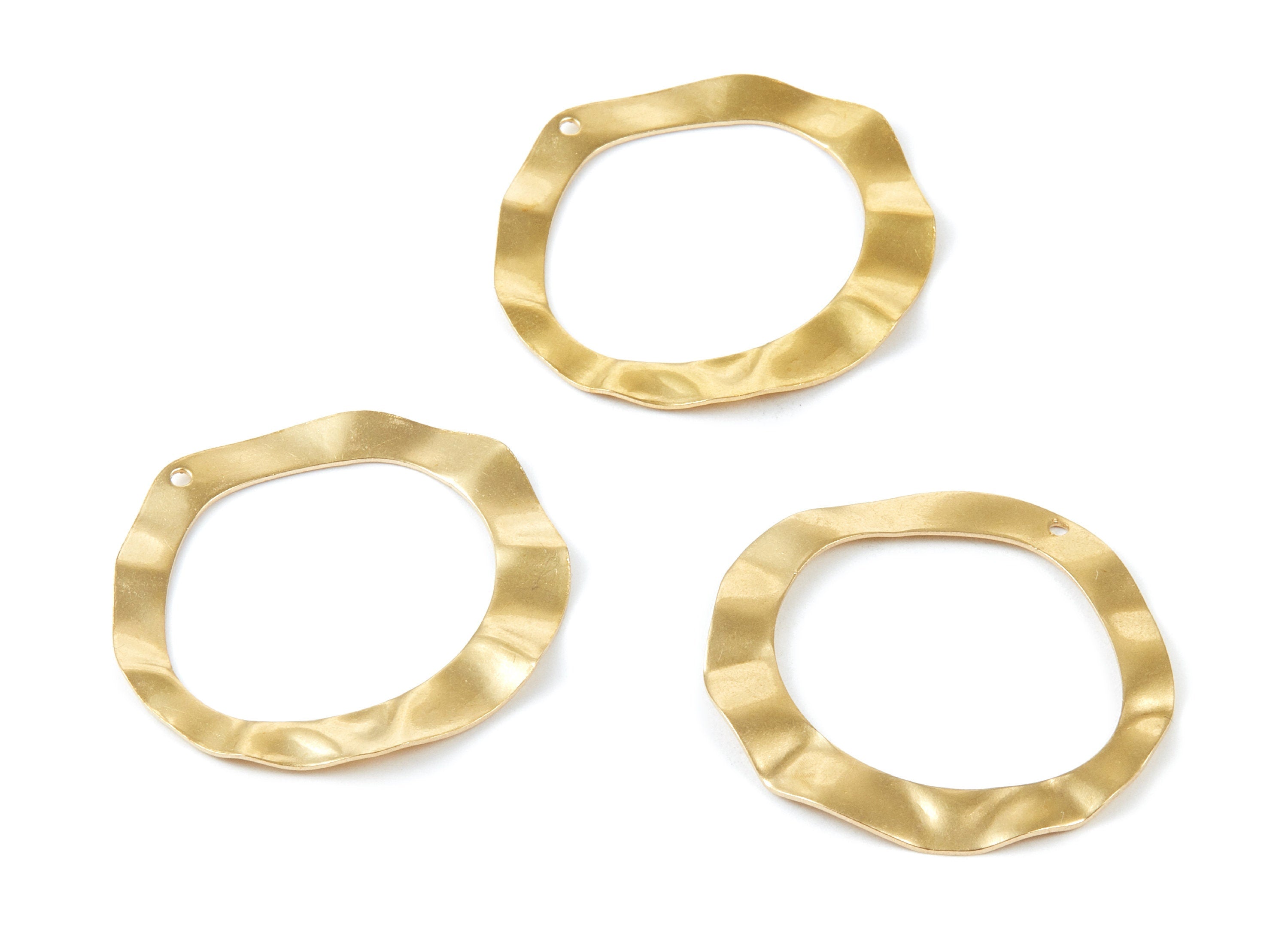 Brass Grooved Charms - Grooved Circle Raw Brass Pendant - Earring Findings - Jewelry Supplies - 37,18x35,31x0,66mm - PP2056 - DOMEDBAZAAR