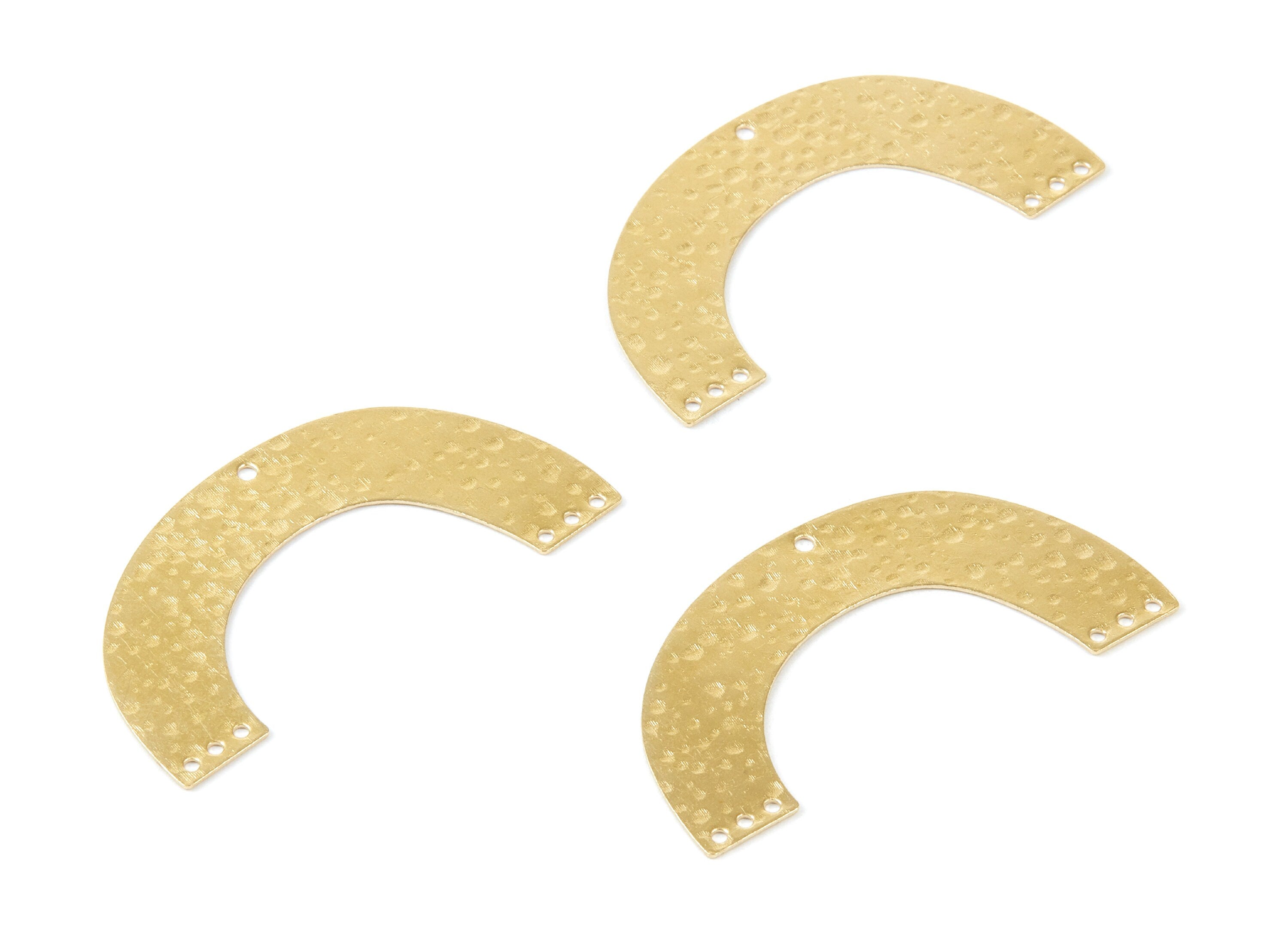 Brass Hammering U Charms - Hammering U Shaped Raw Brass Connector With 7 Holes - Jewelry Supplies - 42,73x23x0,5mm - PP2029 - DOMEDBAZAAR