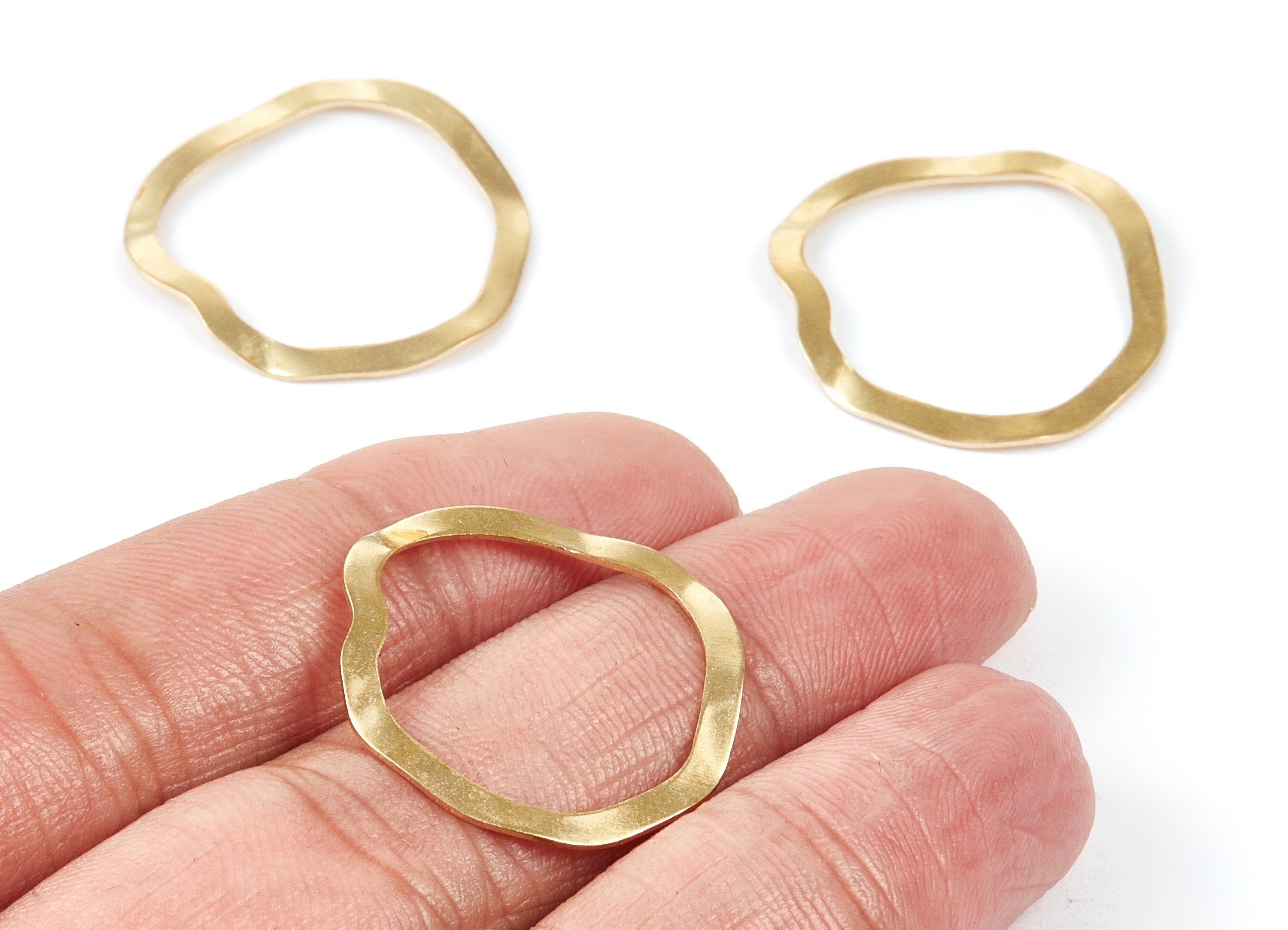 Brass Grooved Charms - Grooved Circle Raw Brass Pendant - Earring Findings - Jewelry Supplies - 24,34x25,34x0,78mm - PP1960 - DOMEDBAZAAR