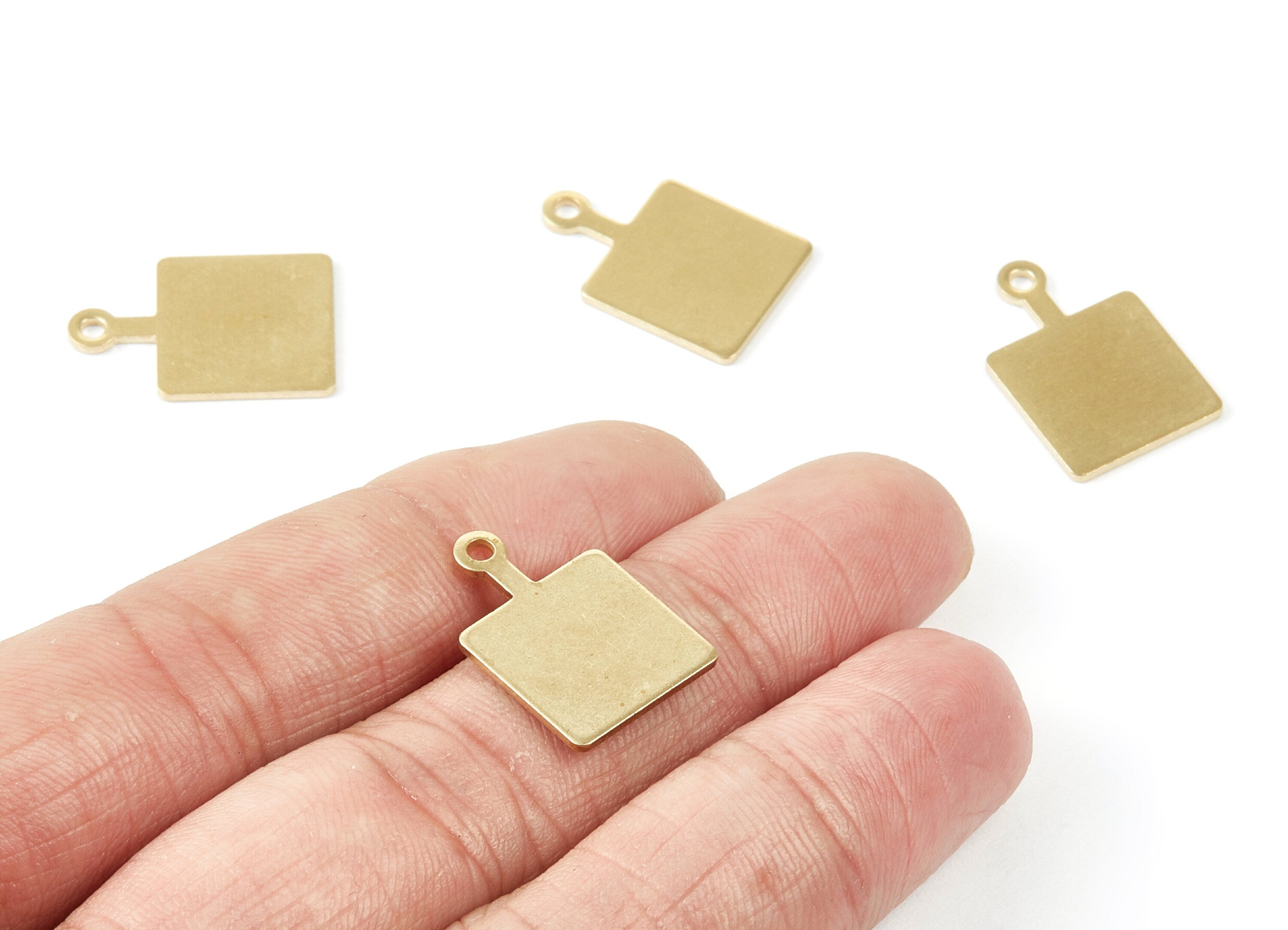 Brass Square Charms - Square Raw Brass Pendant - Earring Findings - Jewelry Supplies - 21x14x1mm - PP1795 - DOMEDBAZAAR