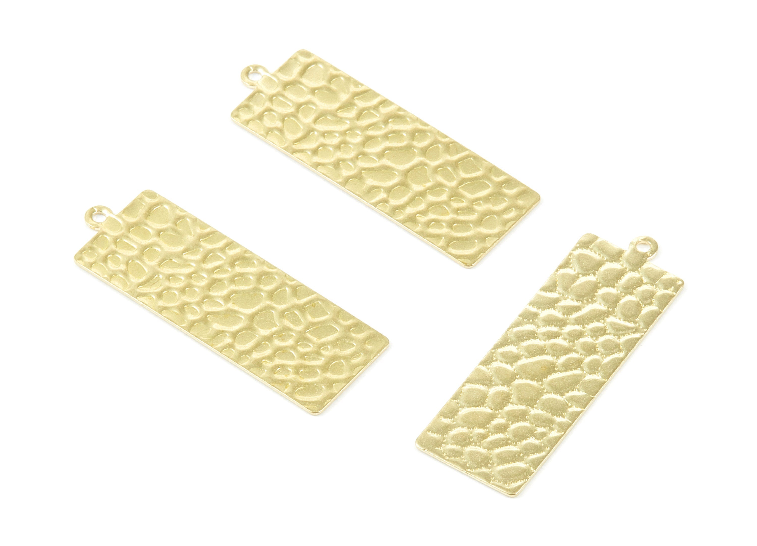 Brass Hammering Rectangle Charms - Hammering Rectangle Raw Brass Pendant - Jewelry Supplies - 34.77x12x0.75mm - PP2092 - DOMEDBAZAAR