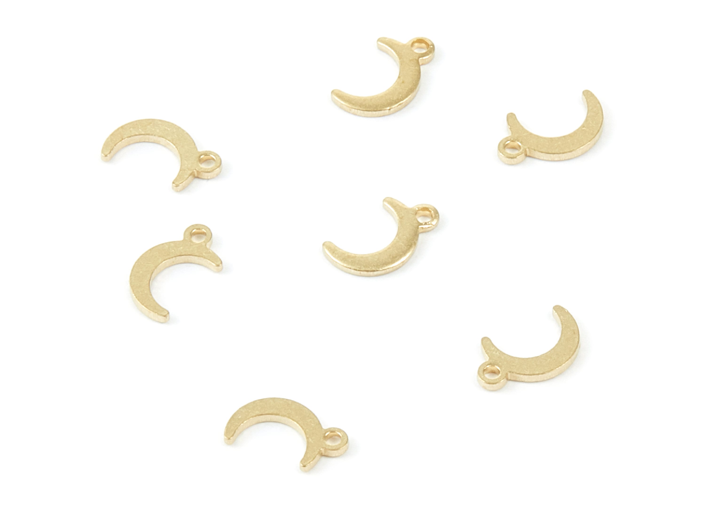 Brass Moon Charms - Moon Shaped Raw Brass Pedants - Earring Findings - Jewelry Supplies - 7.64x4.4x0.78mm - PP1797 - DOMEDBAZAAR