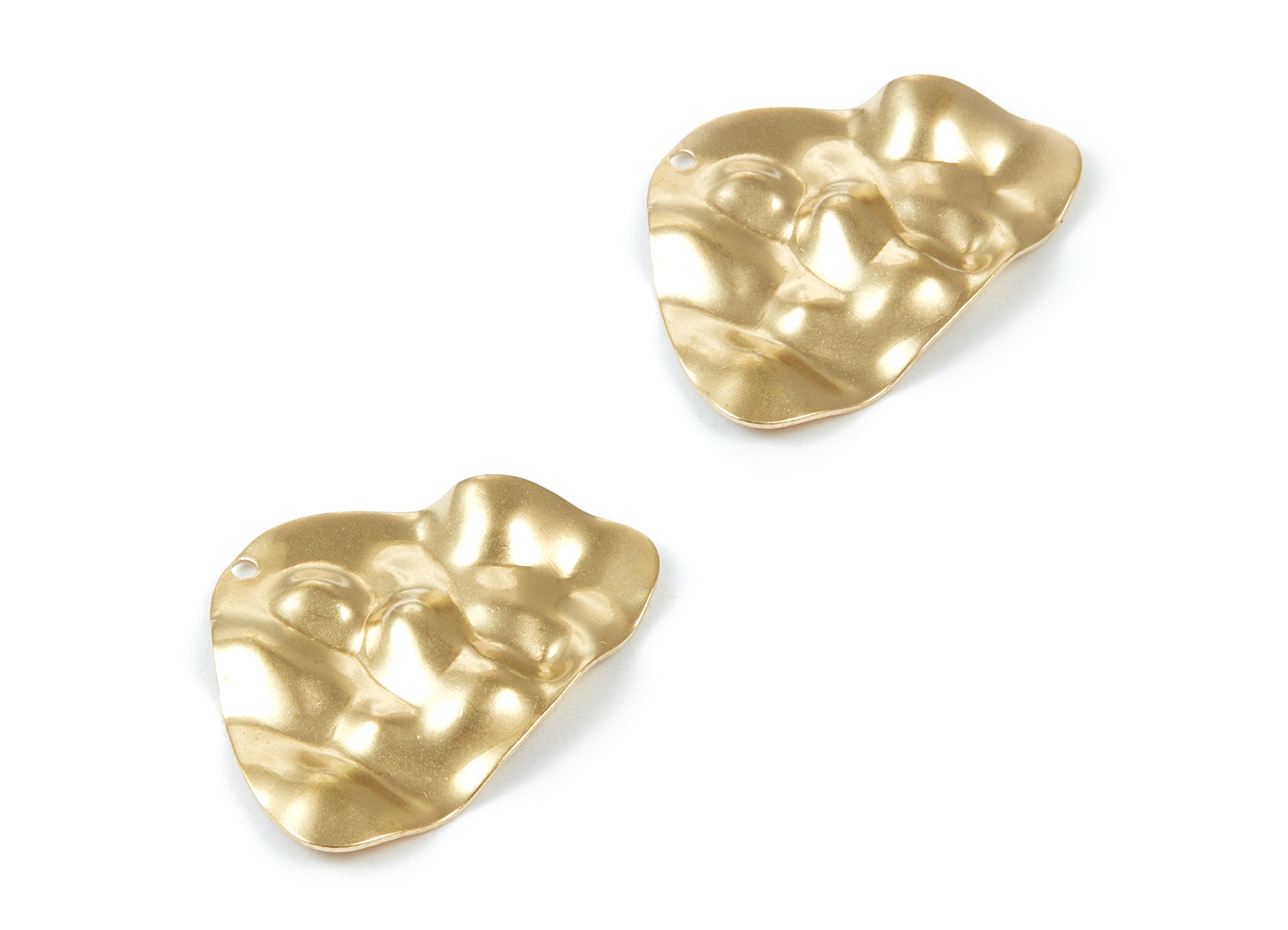 Brass Wavy Charms - Wavy Triangle Raw Brass Pendant - Earring Findings - Jewelry Supplies - 30x22x1,93mm - PP2057 - DOMEDBAZAAR