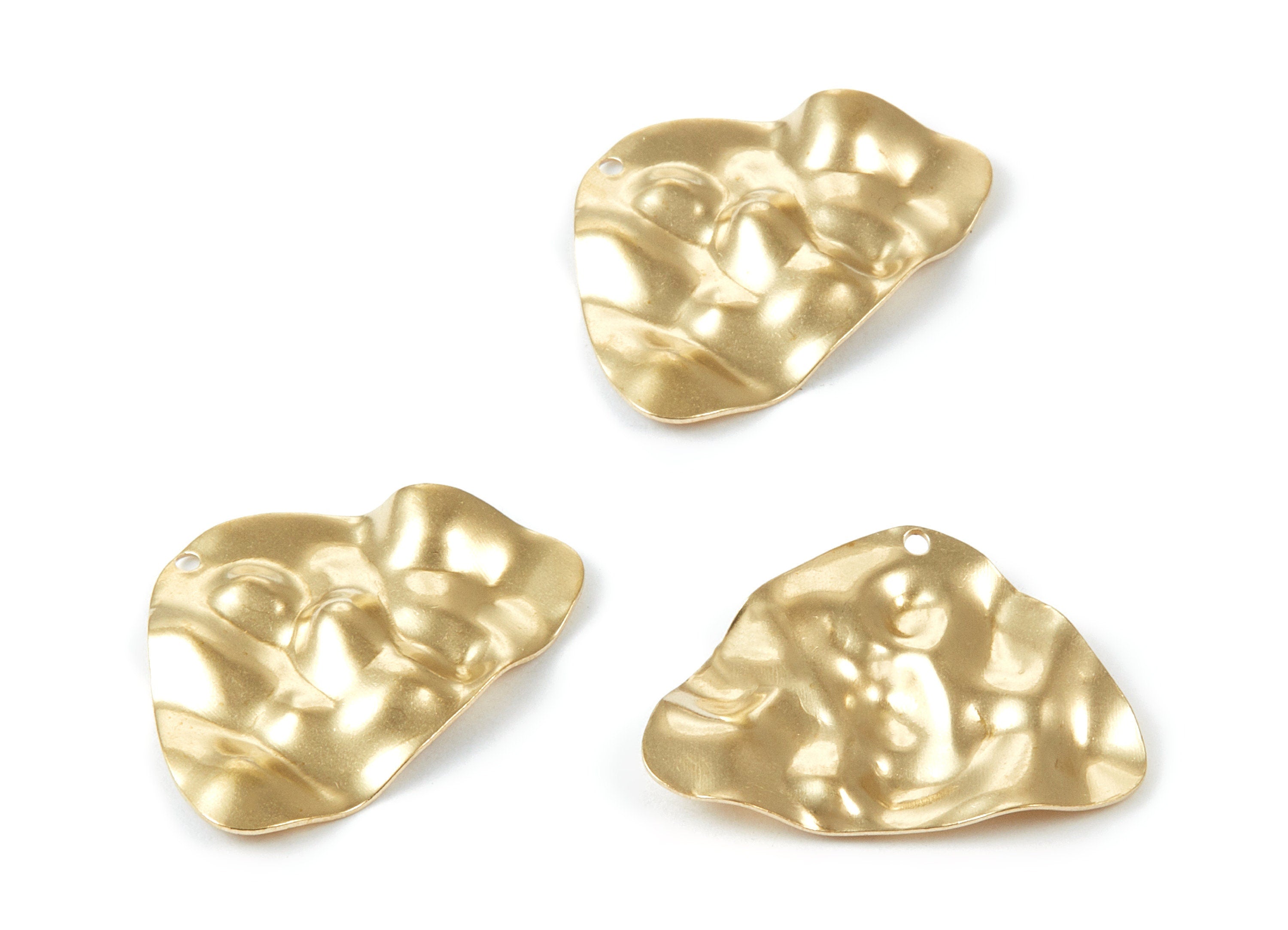 Brass Wavy Charms - Wavy Triangle Raw Brass Pendant - Earring Findings - Jewelry Supplies - 30x22x1,93mm - PP2057 - DOMEDBAZAAR