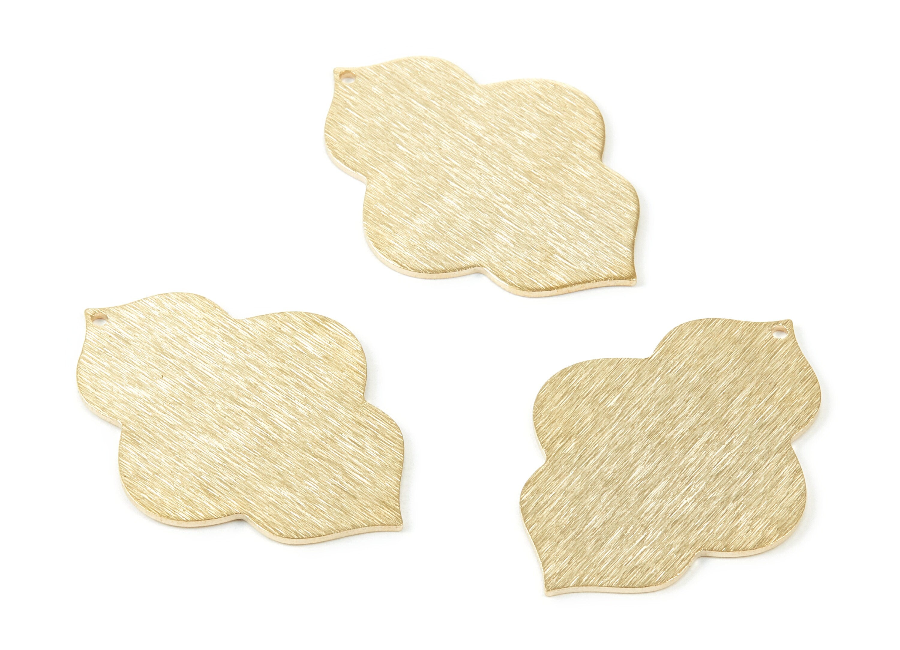 Brass Geometric Charms - Textured Geometric Raw Brass Pendant - Earring Findings - Jewelry Supplies - 38.51x27.84x0.97mm - PP1837 - DOMEDBAZAAR