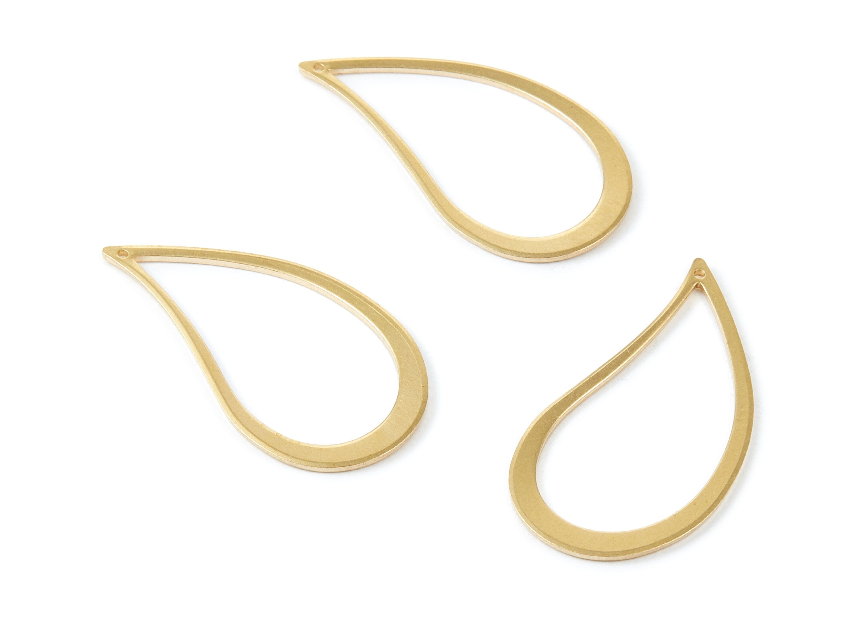 Brass Drop Charms - Drop Shaped Raw Brass Pendant - Earring Finding - Jewelry Supplies - 33,8x16,6x1mm - PP1903 - DOMEDBAZAAR