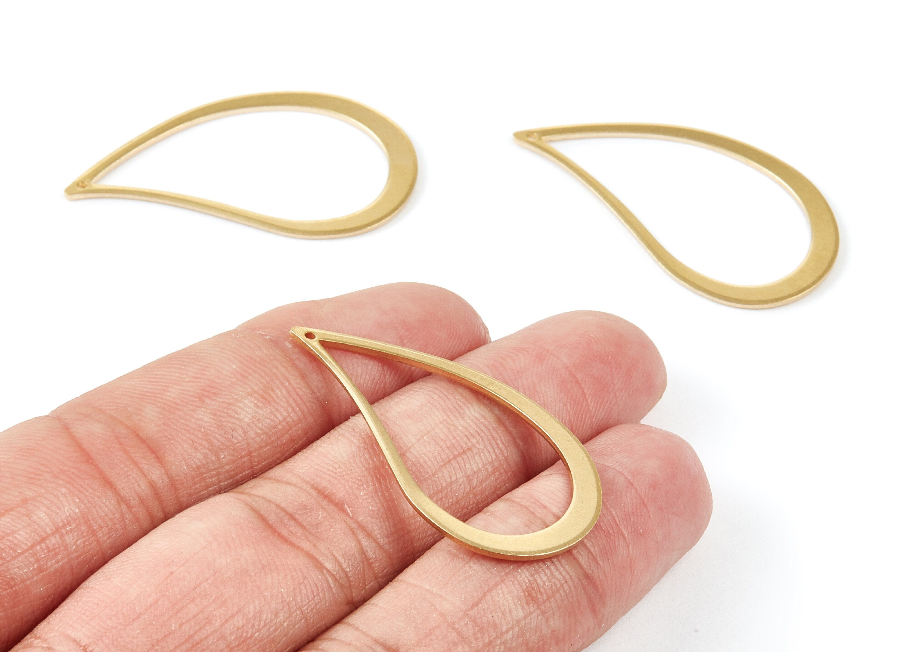 Brass Drop Charms - Drop Shaped Raw Brass Pendant - Earring Finding - Jewelry Supplies - 33,8x16,6x1mm - PP1903 - DOMEDBAZAAR