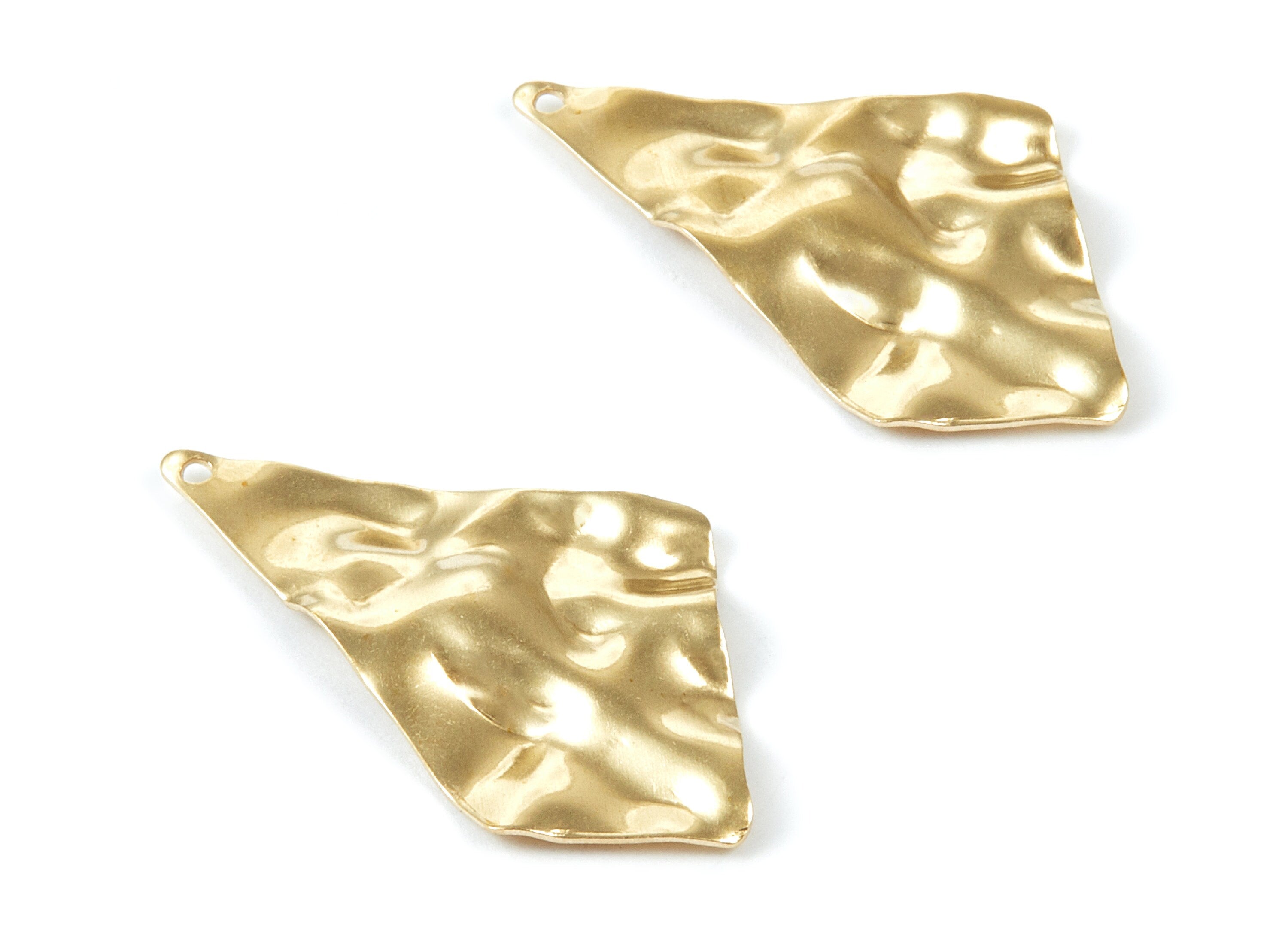 Brass Wavy Charms - Wavy Irregular Shape Raw Brass Pendant - Earring Findings - Jewelry Supplies - 37,5x20,4x0,7mm - PP2004 - DOMEDBAZAAR