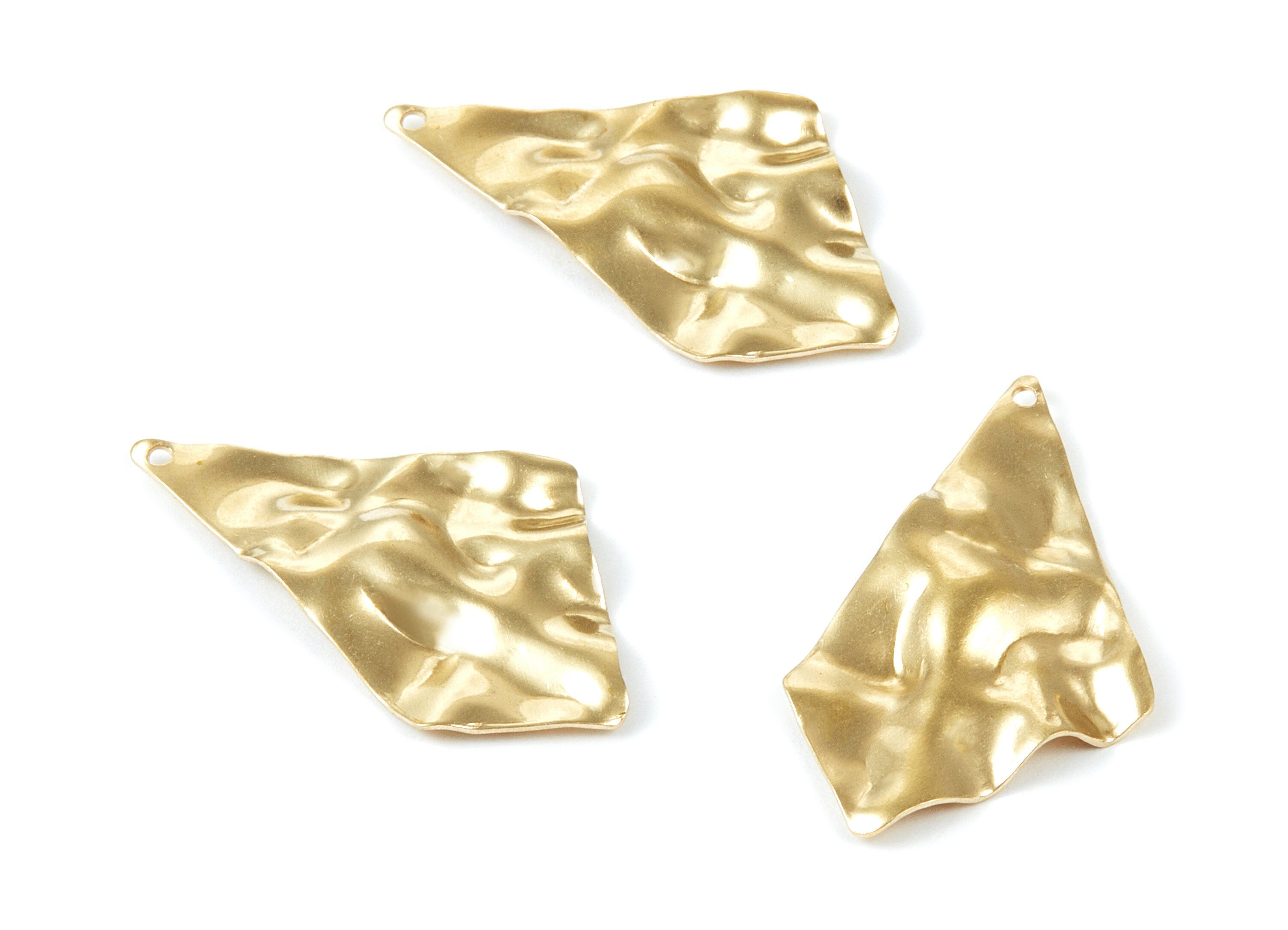 Brass Wavy Charms - Wavy Irregular Shape Raw Brass Pendant - Earring Findings - Jewelry Supplies - 37,5x20,4x0,7mm - PP2004 - DOMEDBAZAAR