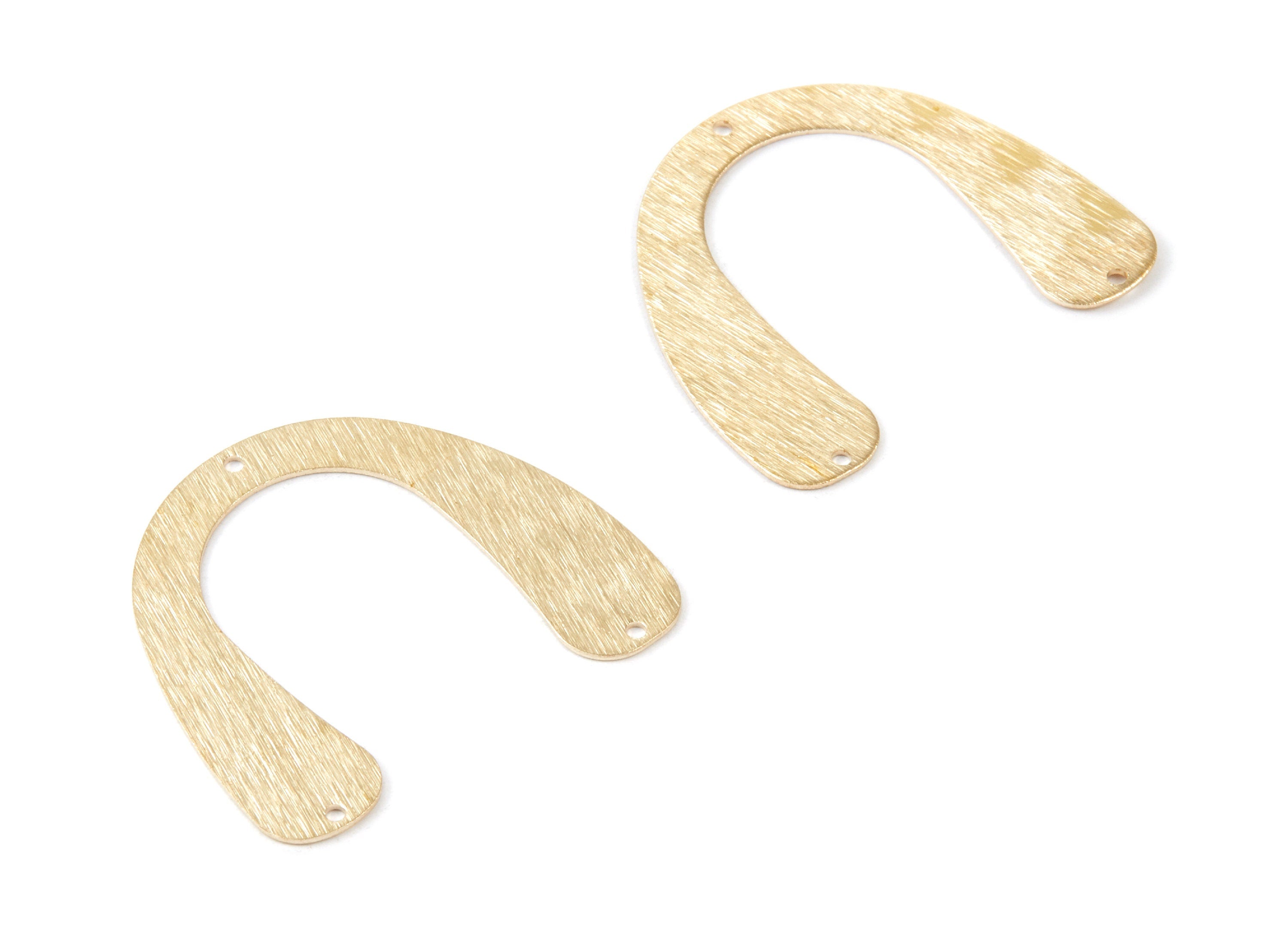 Brass U Charms - Textured U Shaped Raw Brass Connectors With 3 Holes - Jewelry Supplies - 35,7x31,3x0,67mm - PP1739 - DOMEDBAZAAR