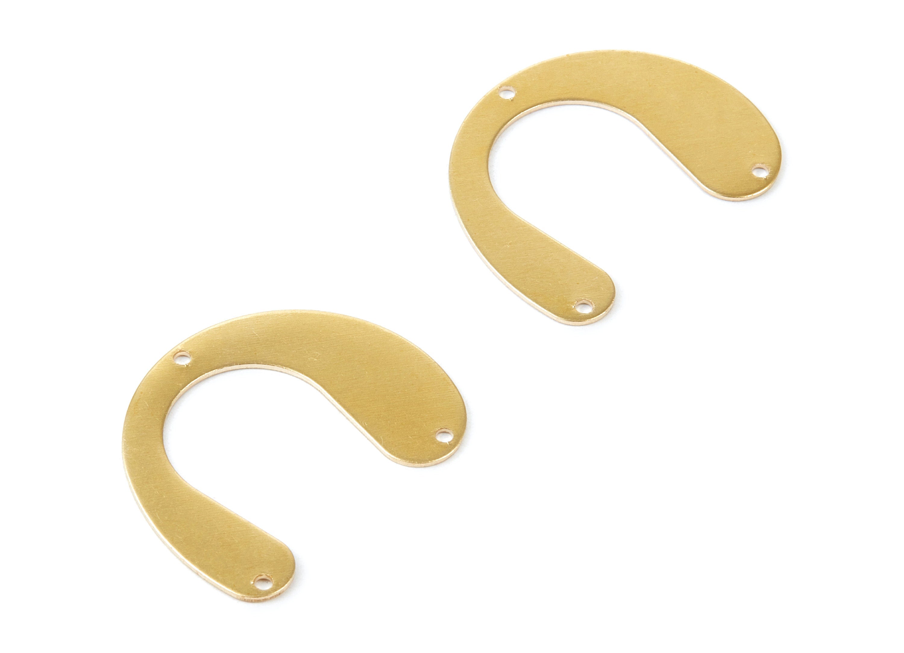 Brass U Charms - U Shaped Raw Brass Connectors With 3 Holes - Jewelry Supplies - 29,92x24,6x0,64mm - PP1731 - DOMEDBAZAAR