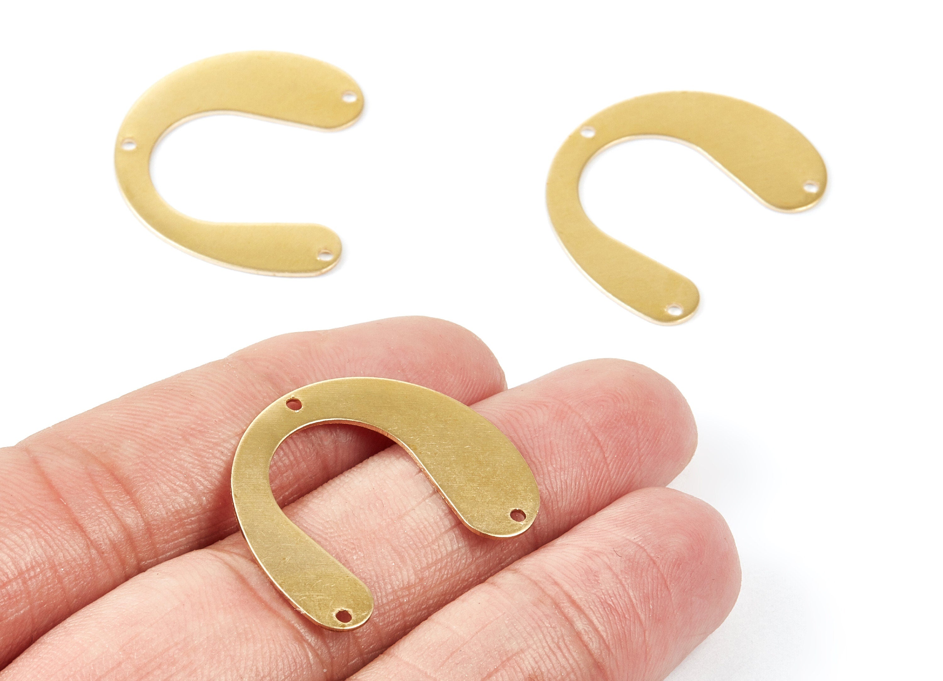 Brass U Charms - U Shaped Raw Brass Connectors With 3 Holes - Jewelry Supplies - 29,92x24,6x0,64mm - PP1731 - DOMEDBAZAAR