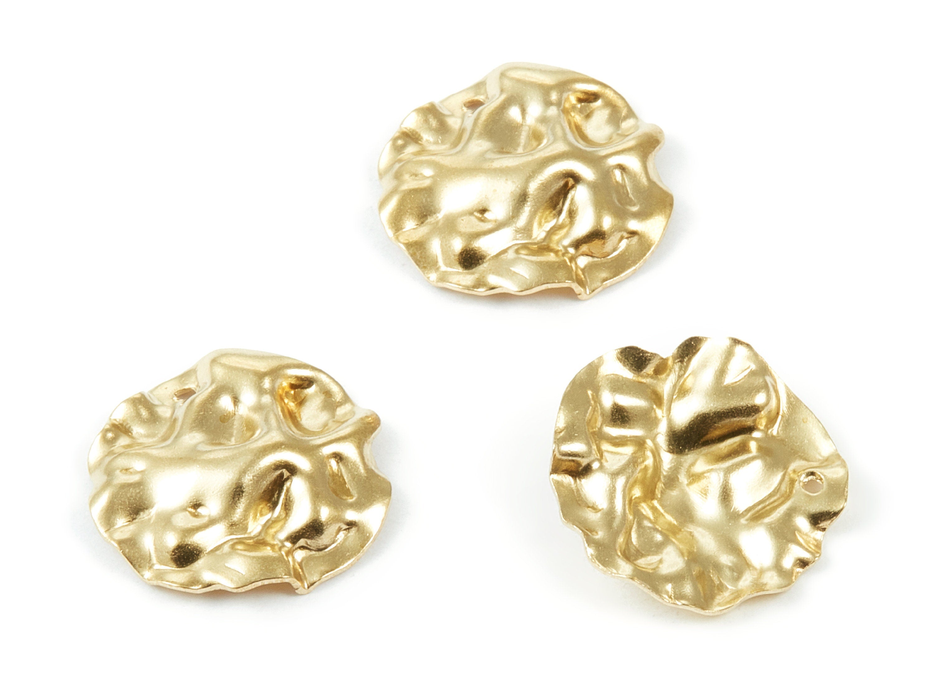 Brass Wavy Disc Charms - Wavy Disc Raw Brass Pendants - Earring Findings - Jewelry Supplies - 18.3x18.5x1.38mm - PP1996 - DOMEDBAZAAR