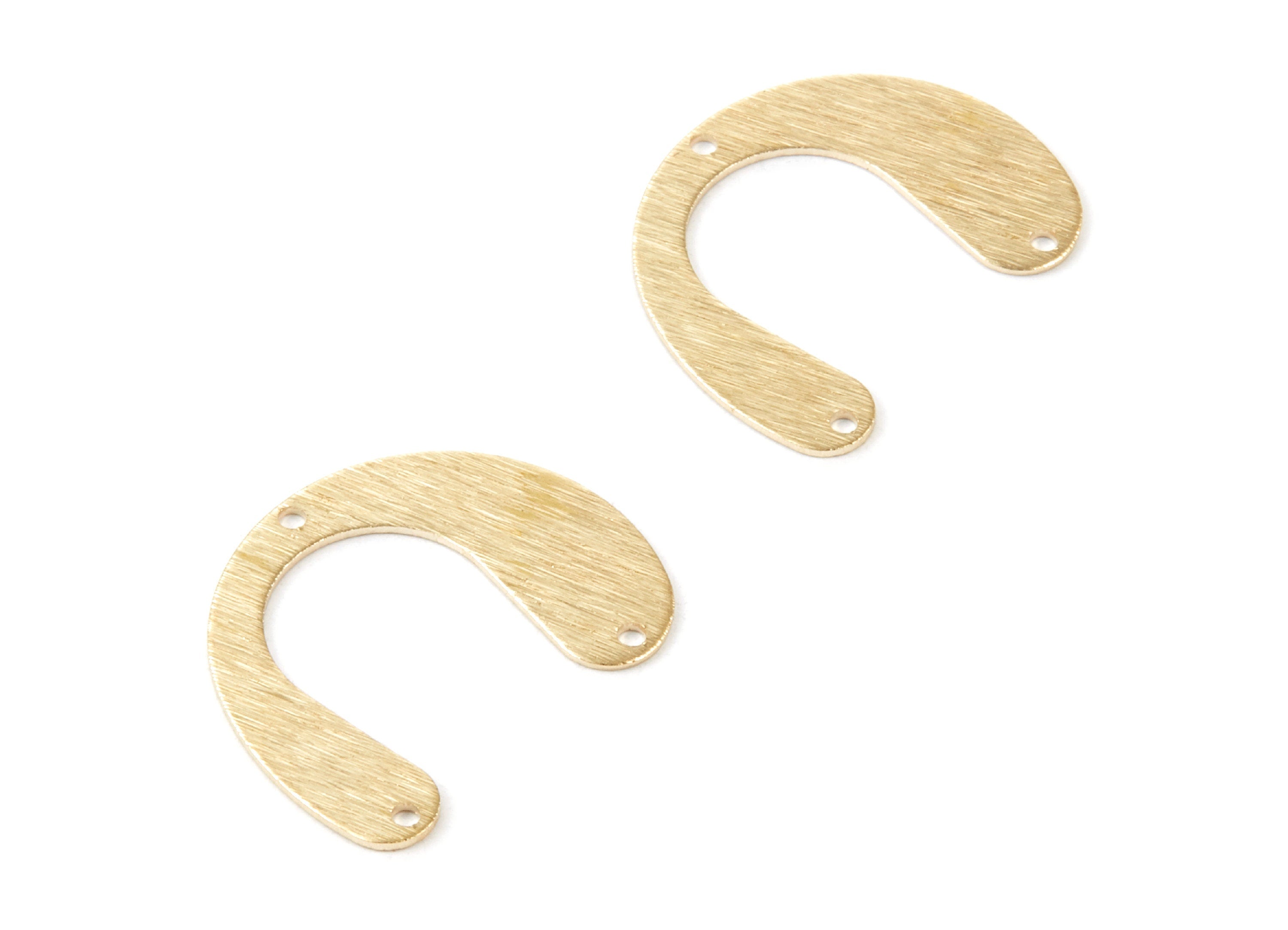 Brass U Charms - Textured U Shaped Raw Brass Connectors With 3 Holes - Jewelry Supplies - 24x20x0,68mm - PP1735 - DOMEDBAZAAR