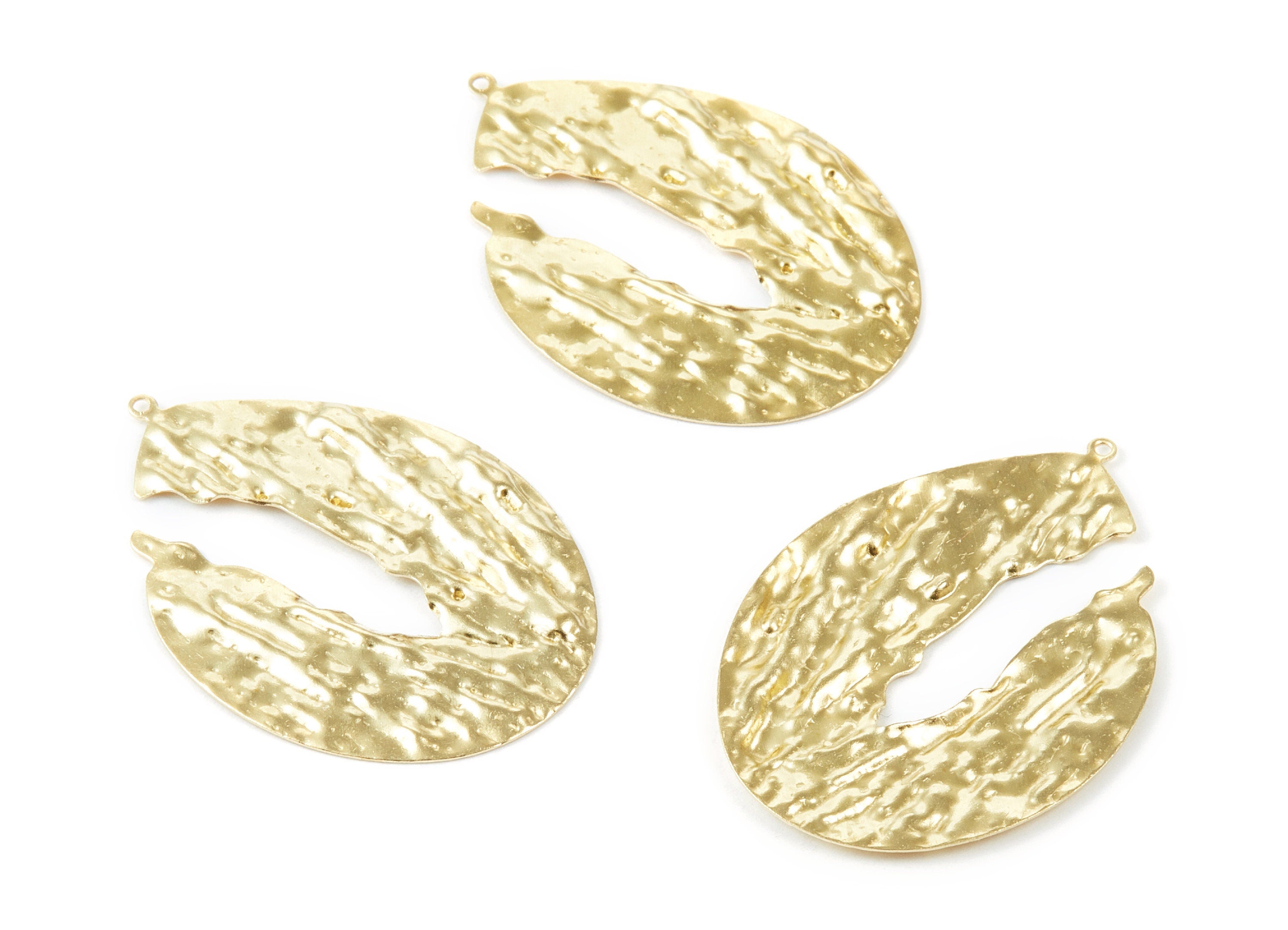 Brass Irregular Charms - Irregular Textured Raw Brass Pendant - Earring Findings - Jewelry Supplies - 42.22x29.75x0.74mm - PP1841 - DOMEDBAZAAR