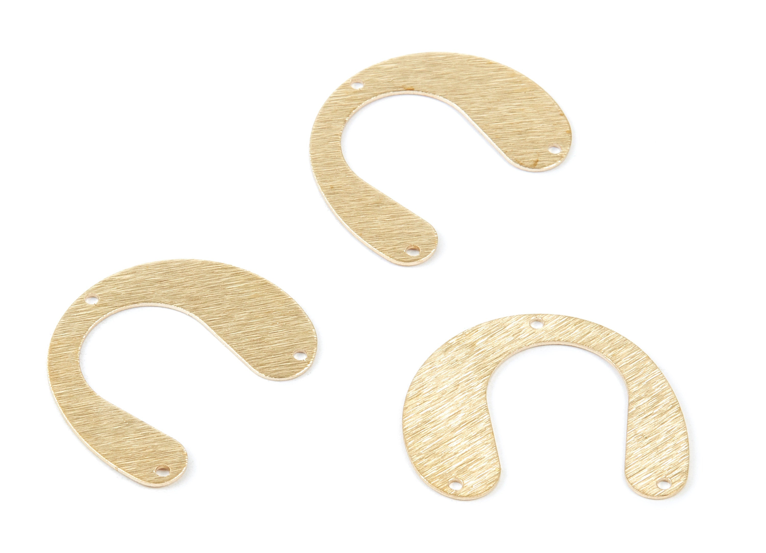 Brass U Charms - Textured U Shaped Raw Brass Connectors With 3 Holes - Jewelry Supplies - 29,92x24,6x0,64mm - PP1732 - DOMEDBAZAAR