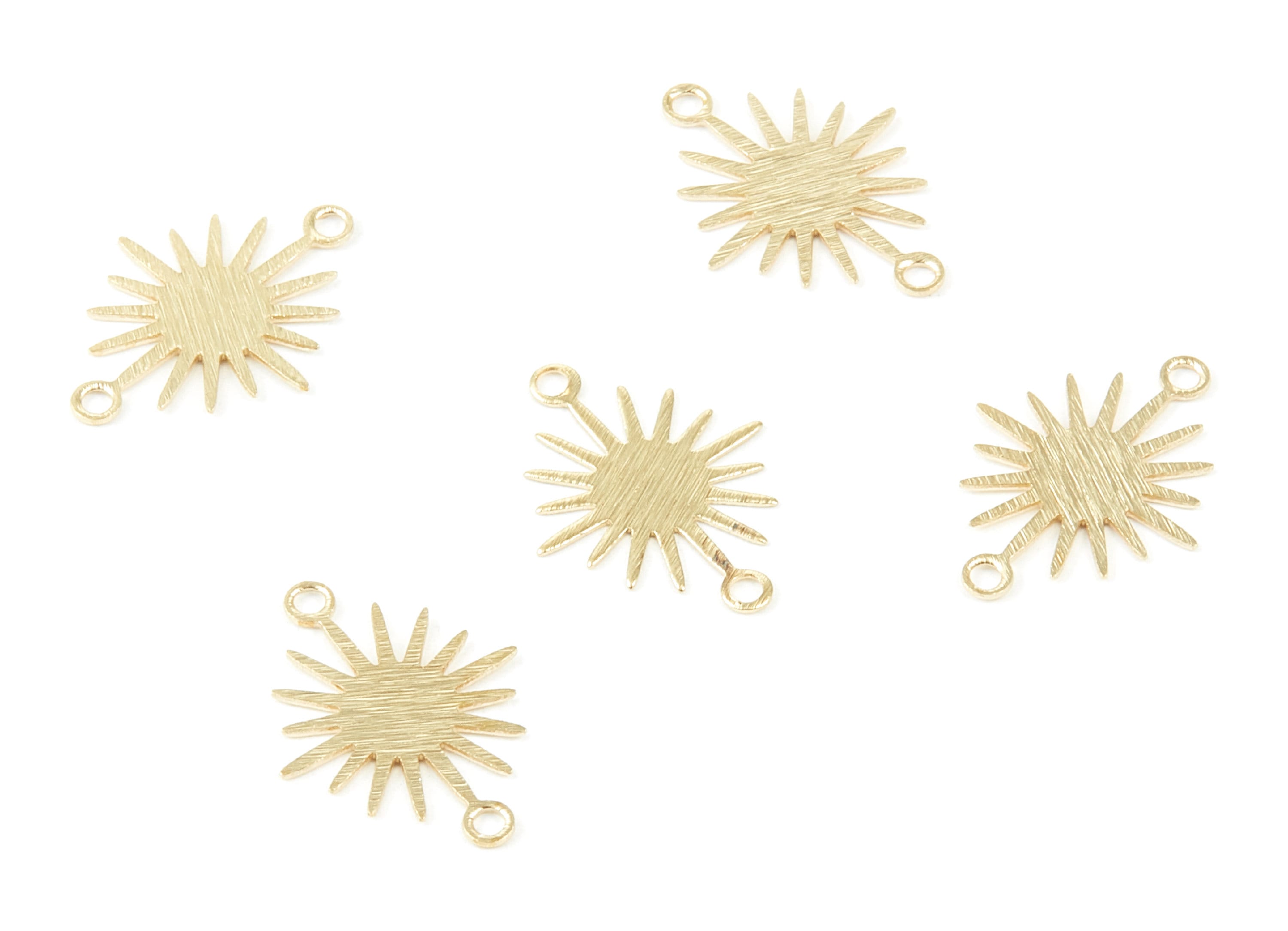 Brass Sun Charms - Textured Sun Shaped Raw Brass Connector with 2 Hole - Jewellery Supplies  - 17.92x13.2x0.4mm - PP2047 - DOMEDBAZAAR