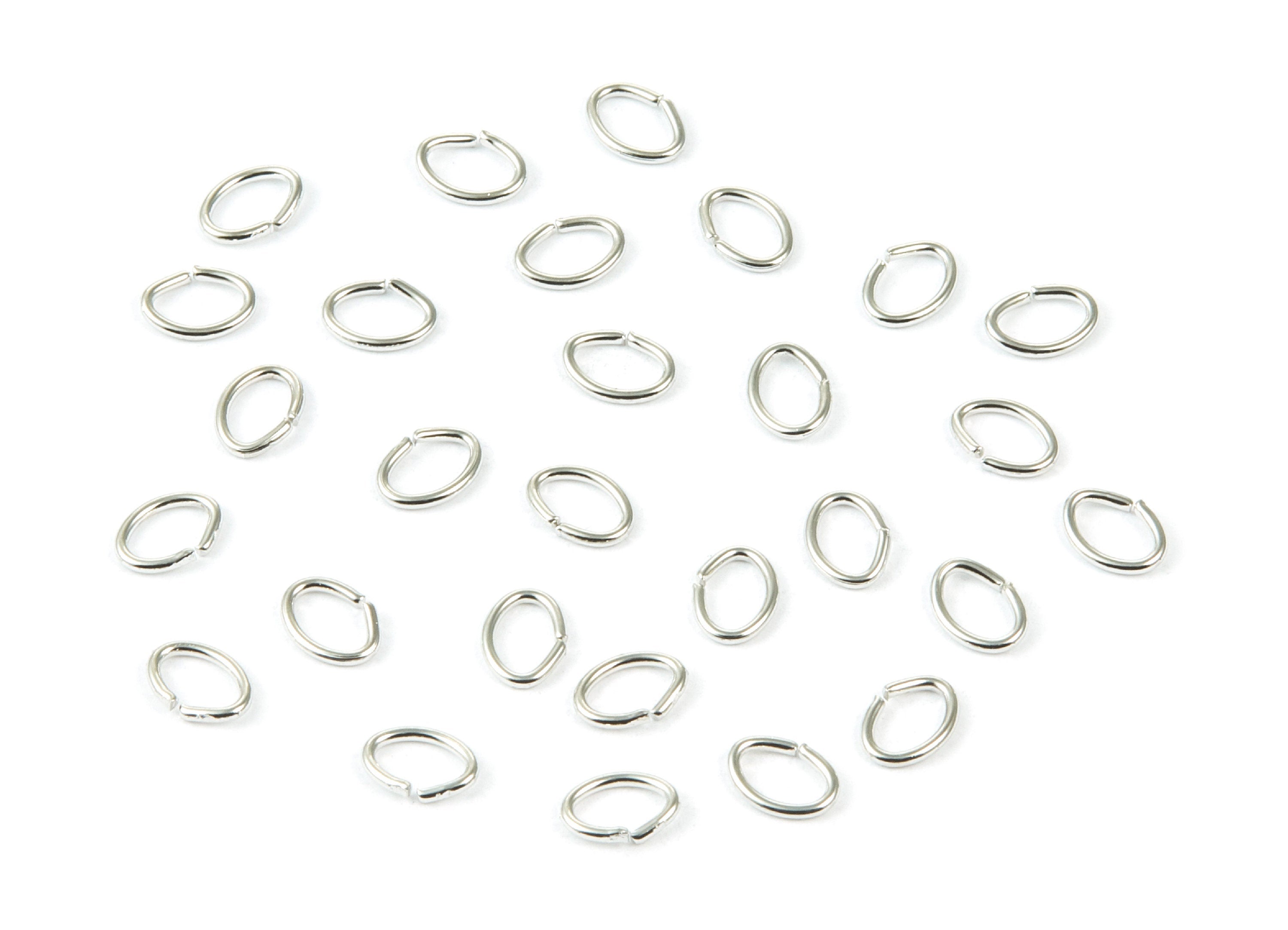 Brass Open Jump Rings - 6x5x0.8mm - Silver Tone Plated - Brass Open Jump Rings - Jewelry Supplies - PP1645S - DOMEDBAZAAR