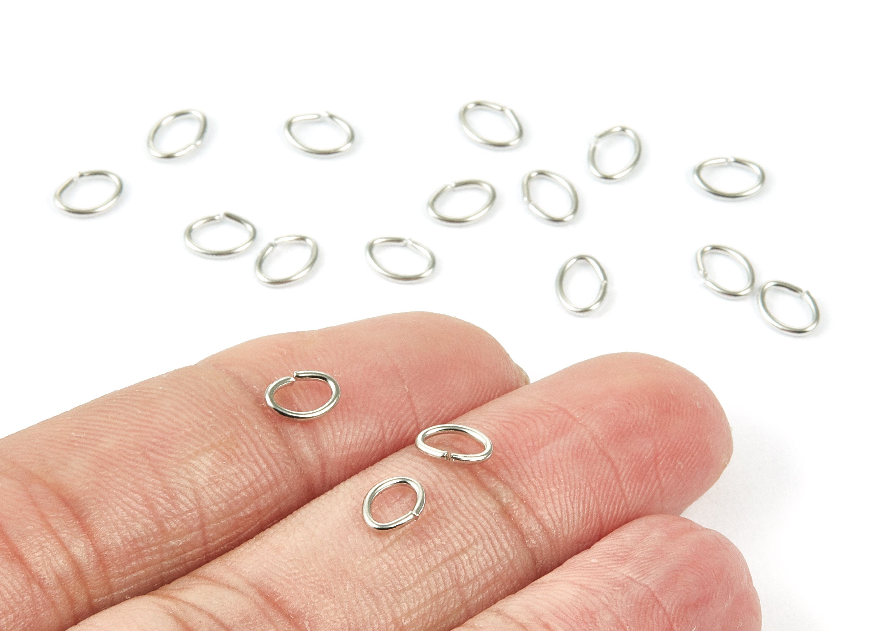 Brass Open Jump Rings - 6x5x0.8mm - Silver Tone Plated - Brass Open Jump Rings - Jewelry Supplies - PP1645S - DOMEDBAZAAR