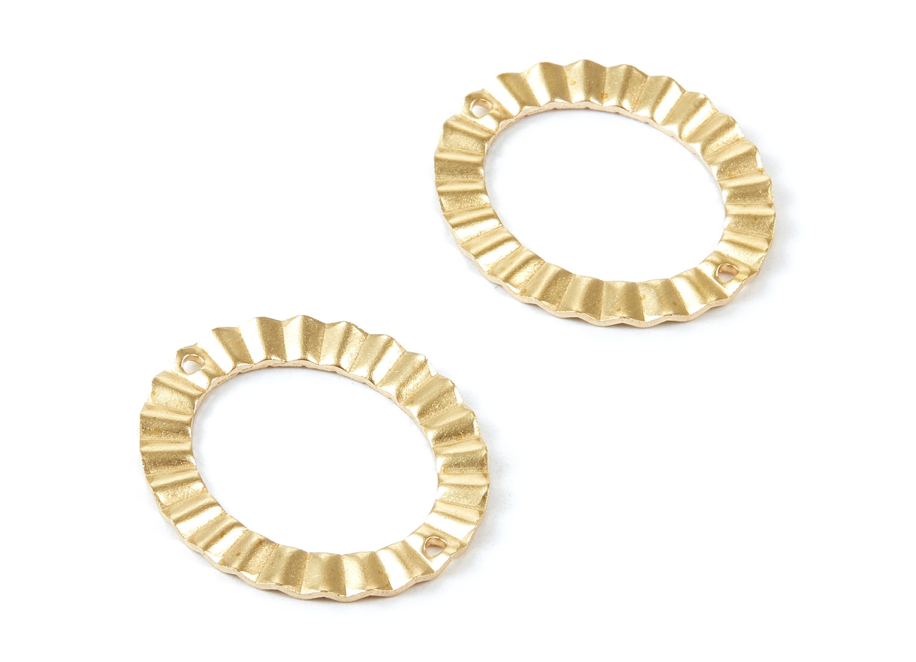 Brass Round Charms - Round Raw Brass Pendant - Connectors With 2 Holes - Jewelry Supplies - 33x28,5x1,95mm - PP1744 - DOMEDBAZAAR