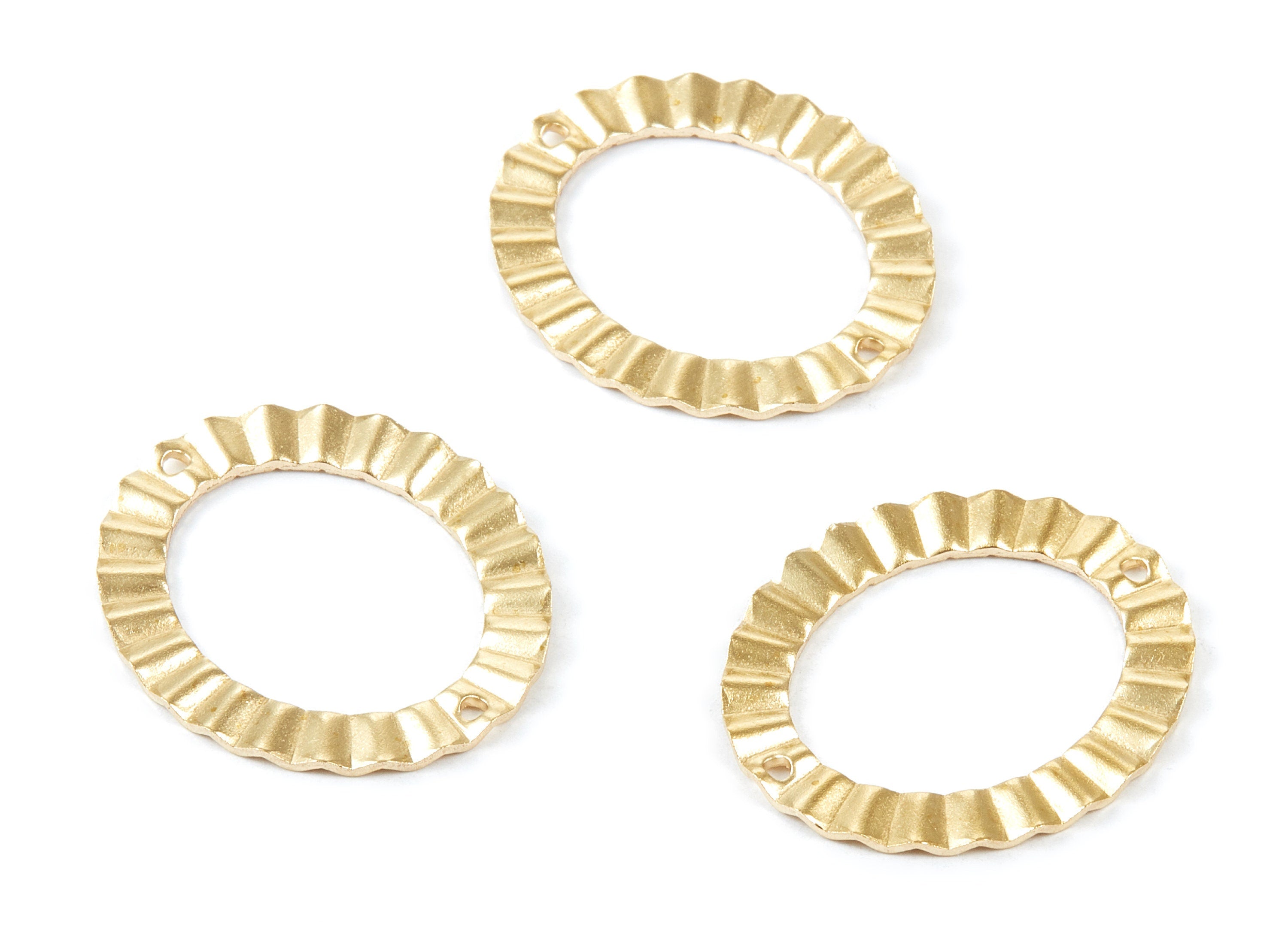 Brass Round Charms - Round Raw Brass Pendant - Connectors With 2 Holes - Jewelry Supplies - 33x28,5x1,95mm - PP1744 - DOMEDBAZAAR