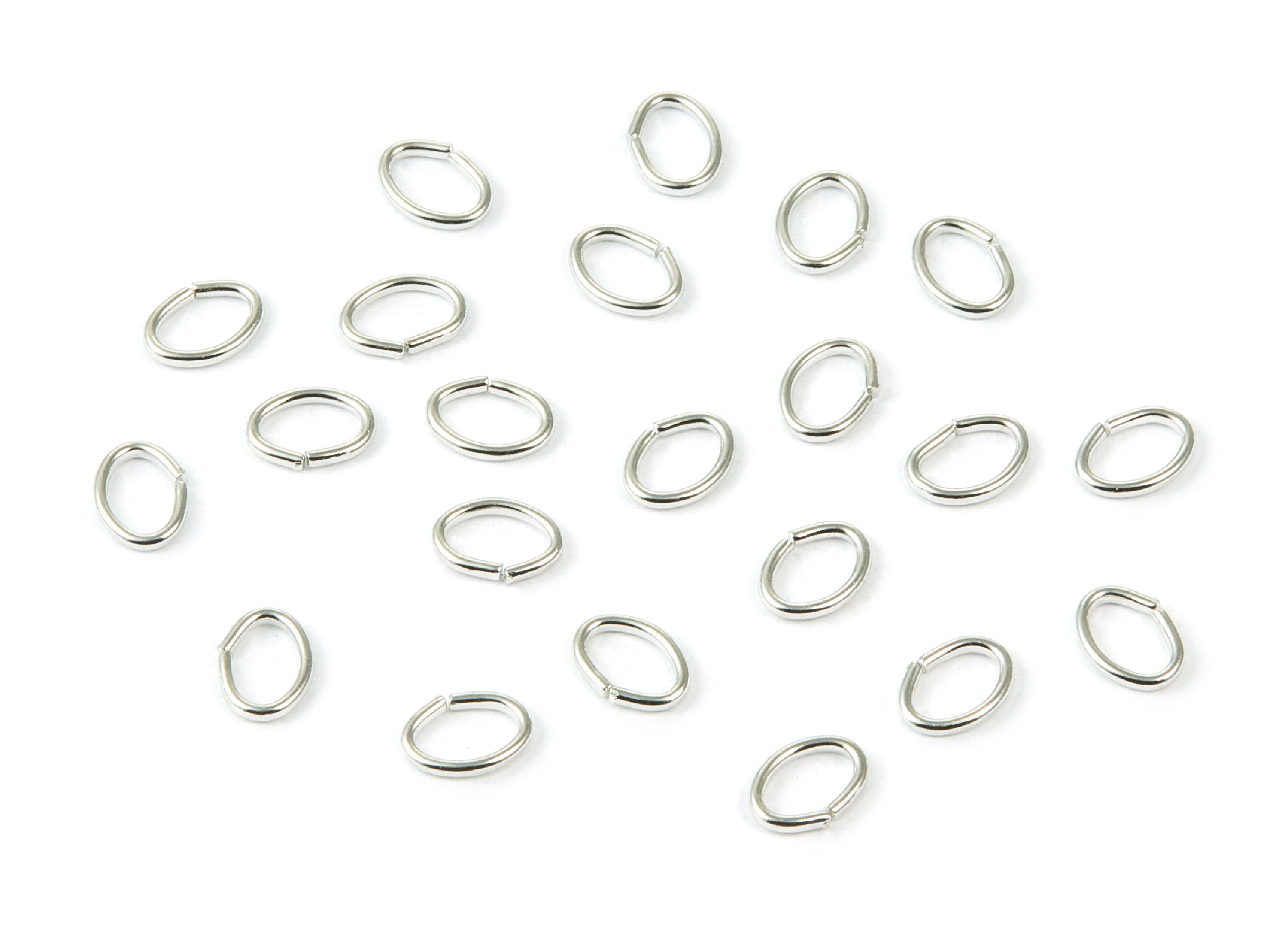 Brass Open Jump Rings - 7x5x0.9mm - Silver Tone Plated - Brass Open Jump Rings - Jewelry Supplies - PP1563S - DOMEDBAZAAR