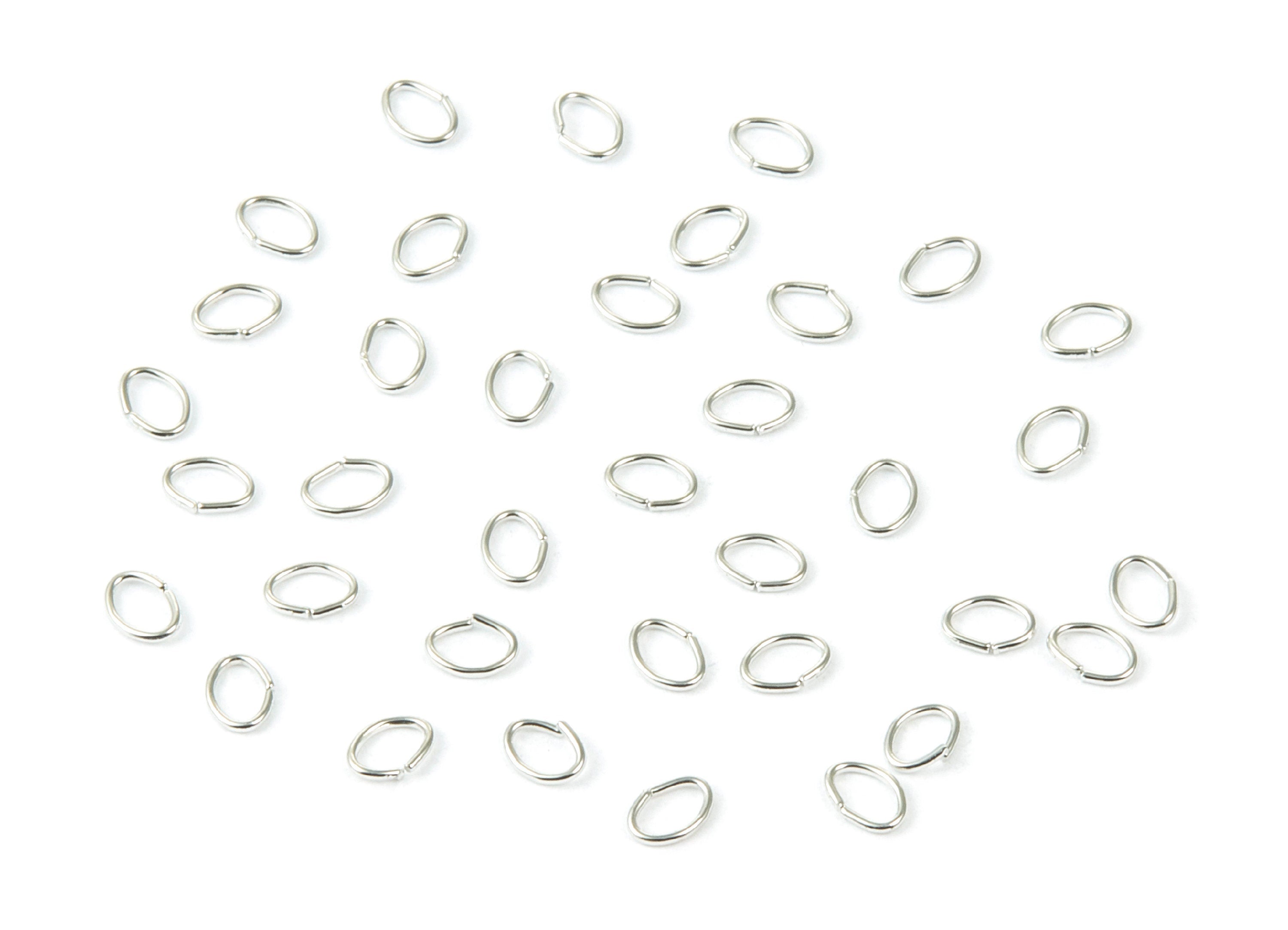 Brass Open Jump Rings - 4x3x0.5mm - Silver Tone Plated - Brass Open Jump Rings - Jewelry Supplies - PP1685S - DOMEDBAZAAR