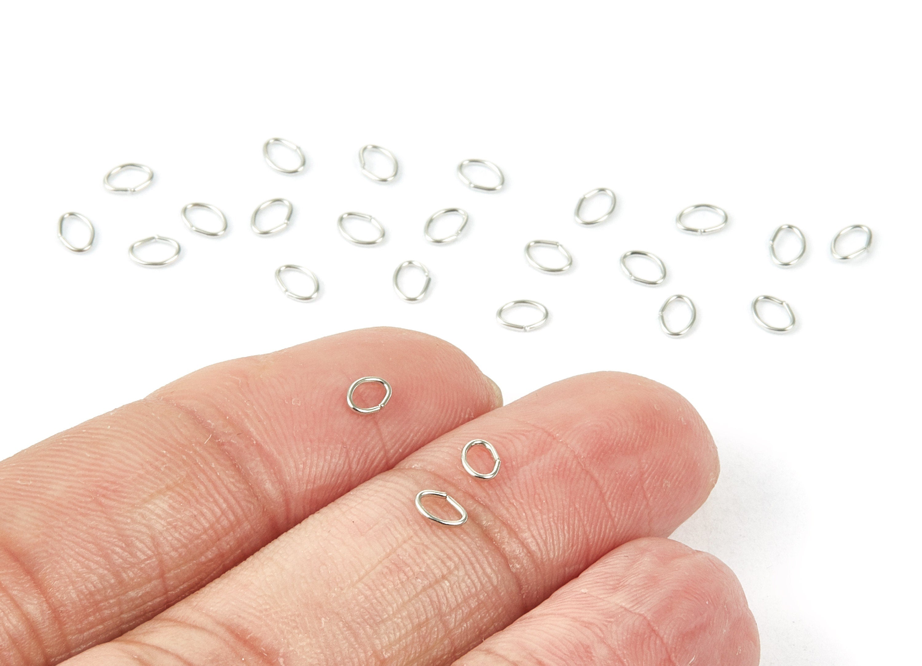 Brass Open Jump Rings - 4x3x0.5mm - Silver Tone Plated - Brass Open Jump Rings - Jewelry Supplies - PP1685S - DOMEDBAZAAR