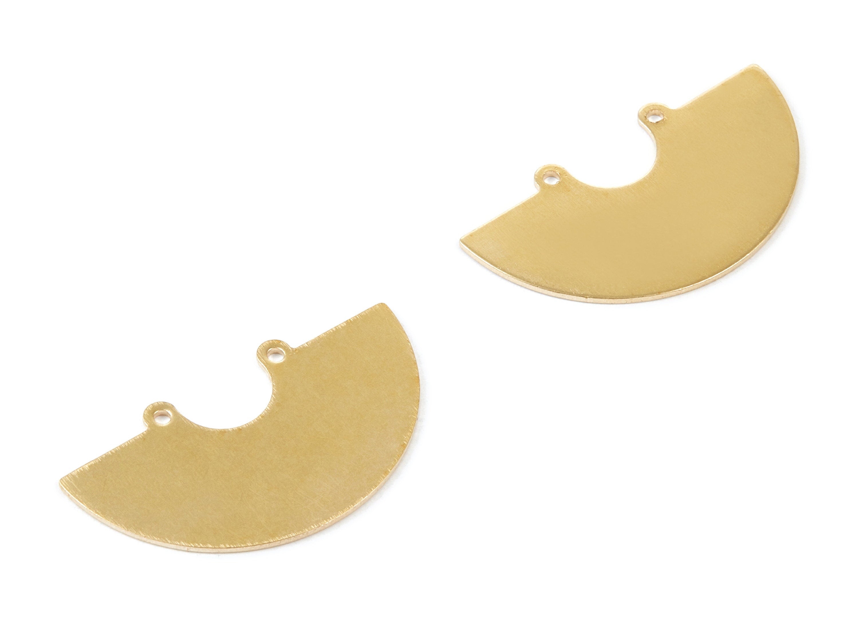 Personalized stamping blank - Brass Half Round Charms - Half Round Shaped Raw Brass Connector with 2 Holes  - 35,1x19,79x0,8mm - PP1752 - DOMEDBAZAAR