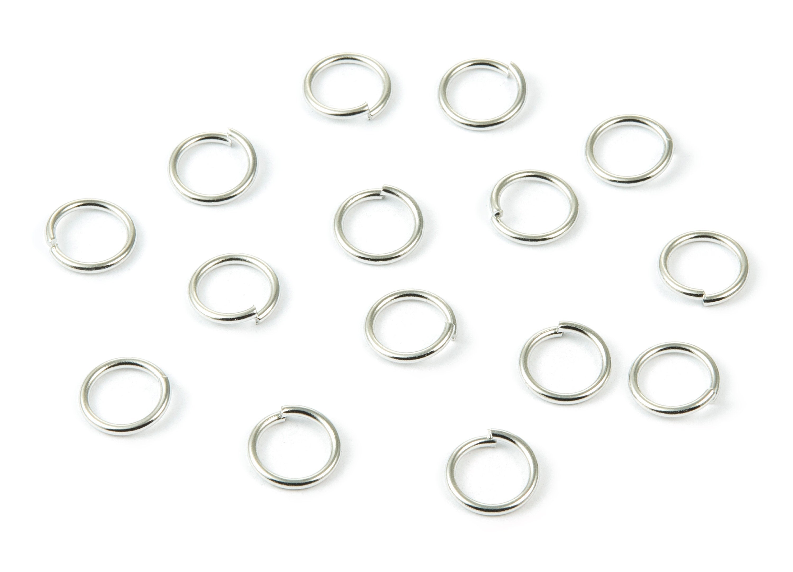 Brass Open Jump Rings - 10x1.2mm - Silver Tone Plated - Brass Open Jump Rings - Jewelry Supplies - PP1609S - DOMEDBAZAAR