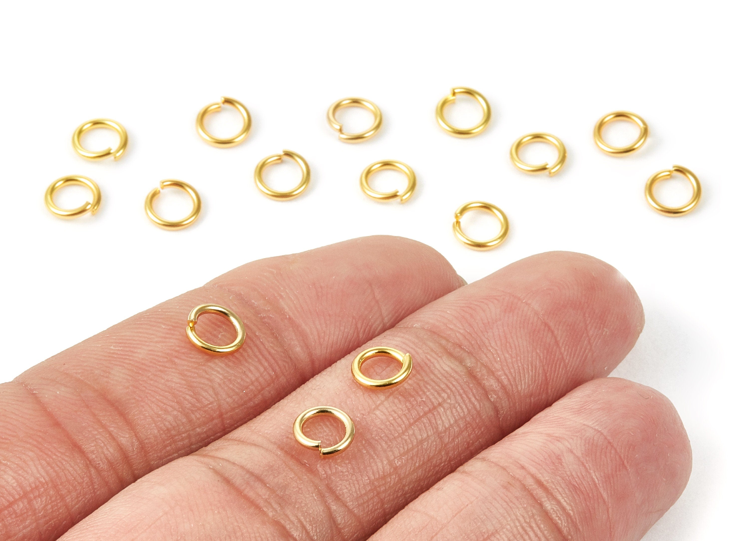 Brass Open Jump Rings - 6x1mm - Gold Tone Plated - Brass Open Jump Rings - Jewelry Supplies - PP1602 - DOMEDBAZAAR