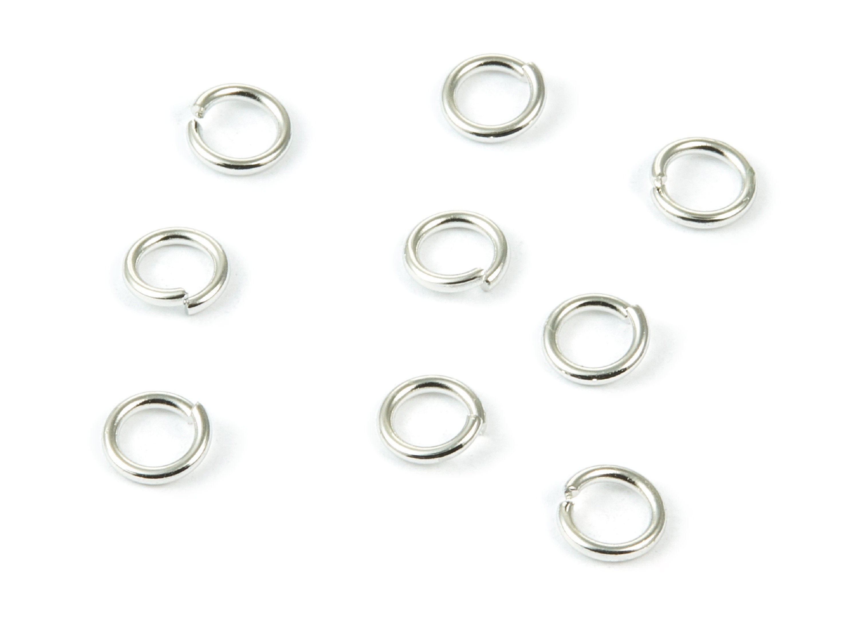 Brass Open Jump Rings - 6x1mm - Silver Tone Plated - Brass Open Jump Rings - Jewelry Supplies - PP1602S - DOMEDBAZAAR