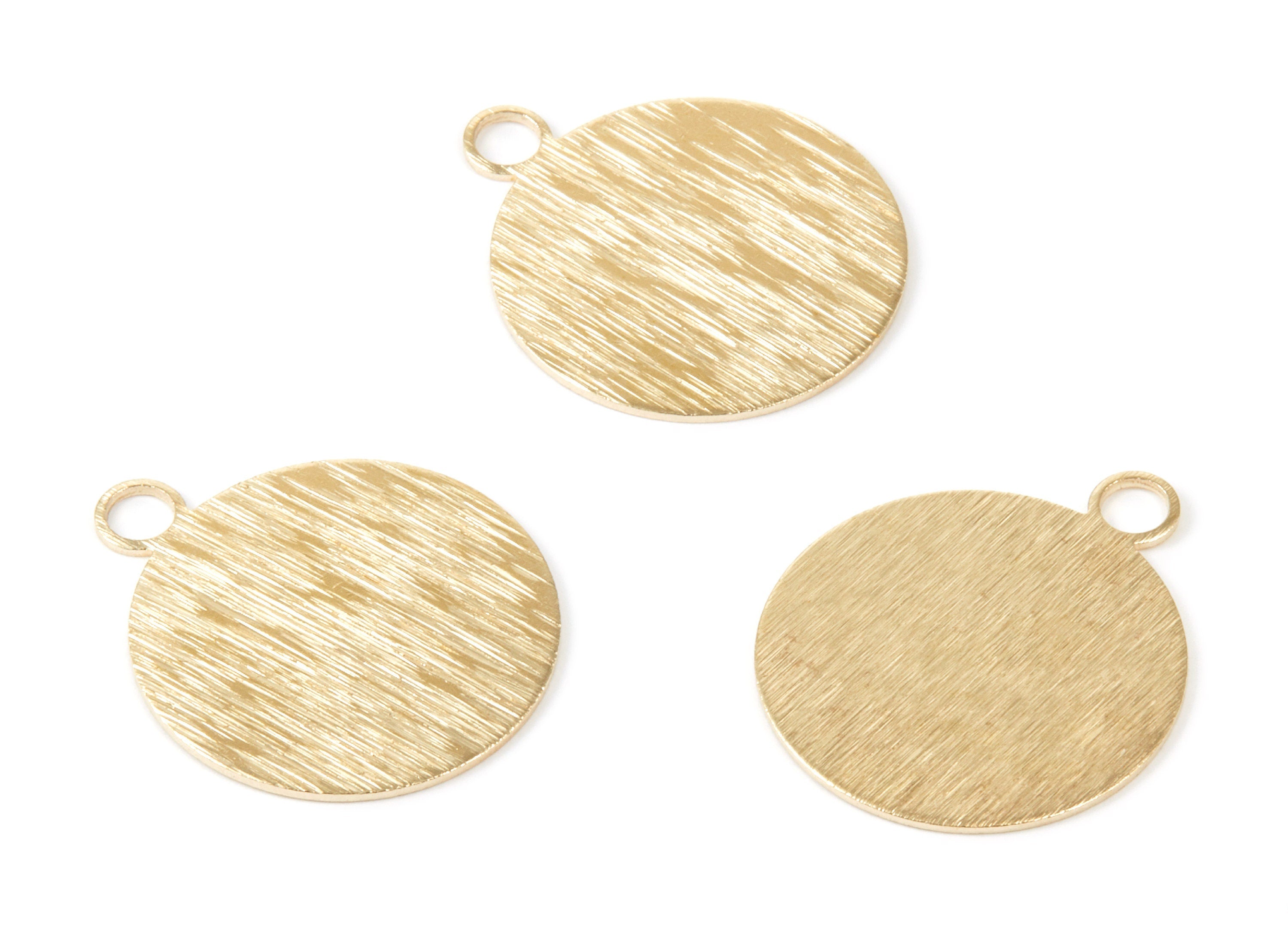 Brass Round Charms - Rough Textured Raw Brass Pendant - Earring Findings - Jewelry Supplies - 29,92x25x0,84mm - PP2083 - DOMEDBAZAAR