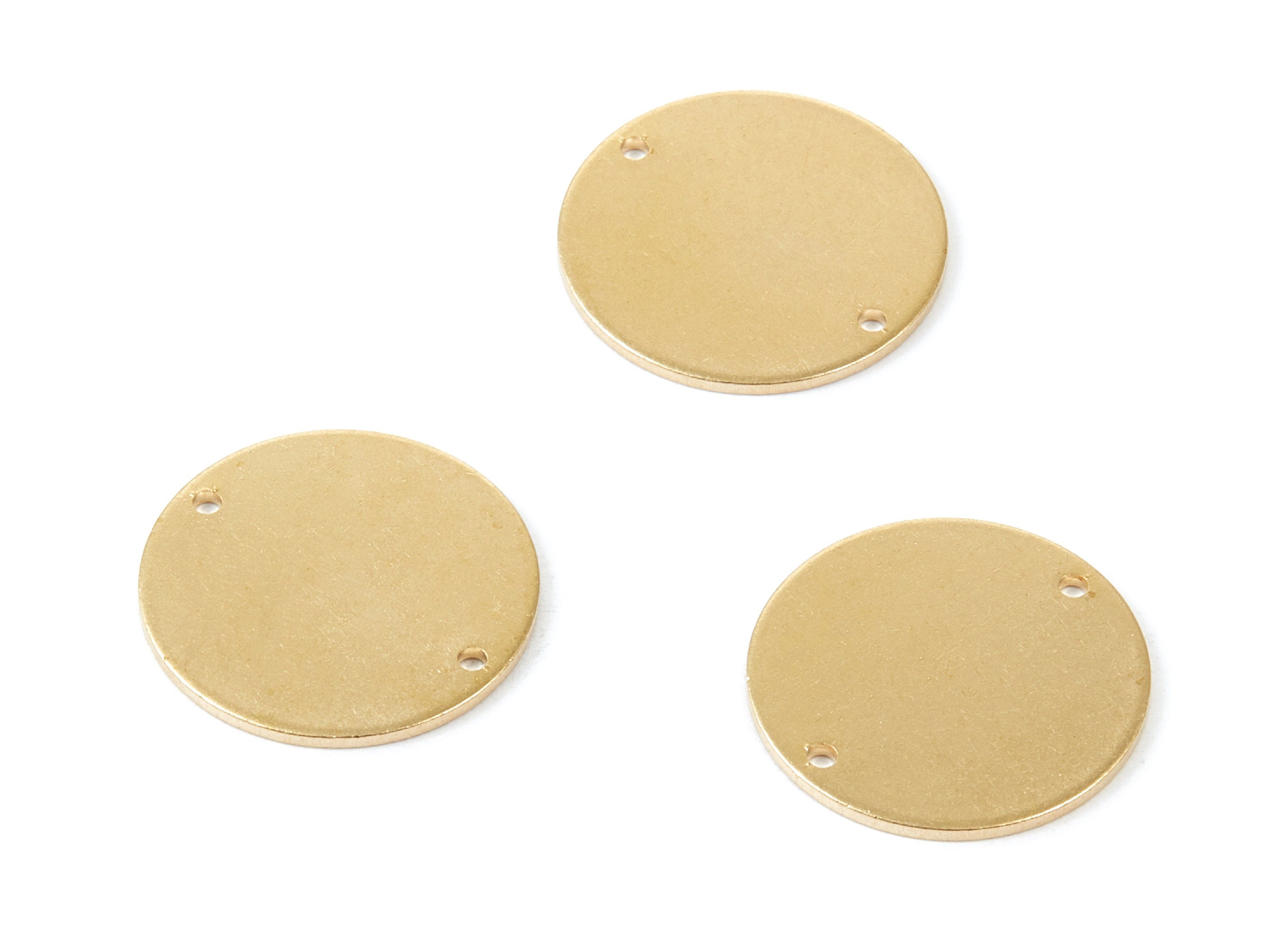 Personalized stamping blank - Brass Round Charms - Round Raw Brass Pendant - Connectors With 2 Holes - Jewelry Supplies - 21x21x1mm - PP1862 - DOMEDBAZAAR