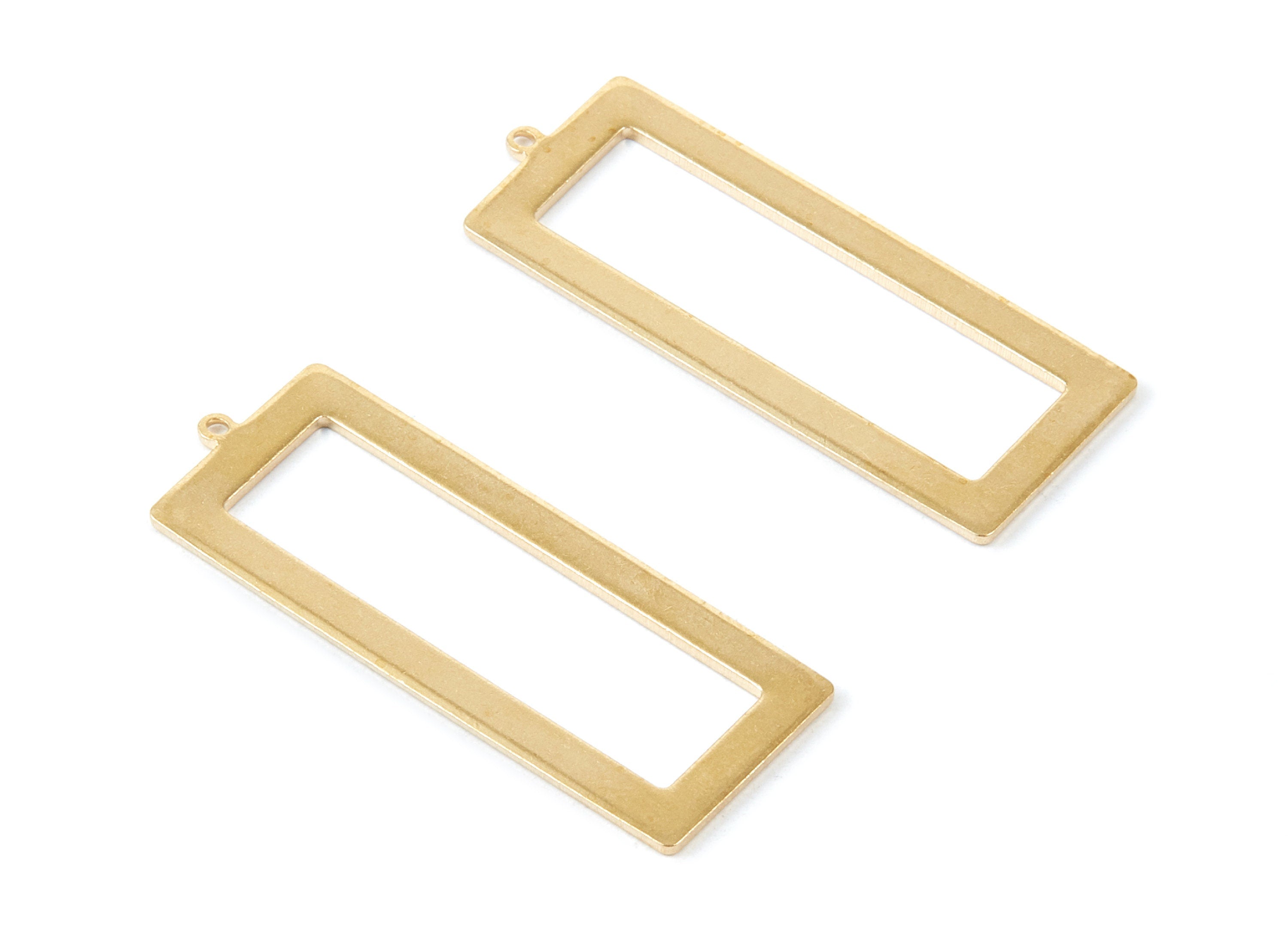 Brass Rectangle Charms - Rectangle Raw Brass Pendant - Brass Earring Findings - Jewelry Supplies - 40x15,26x1mm - PP1789 - DOMEDBAZAAR