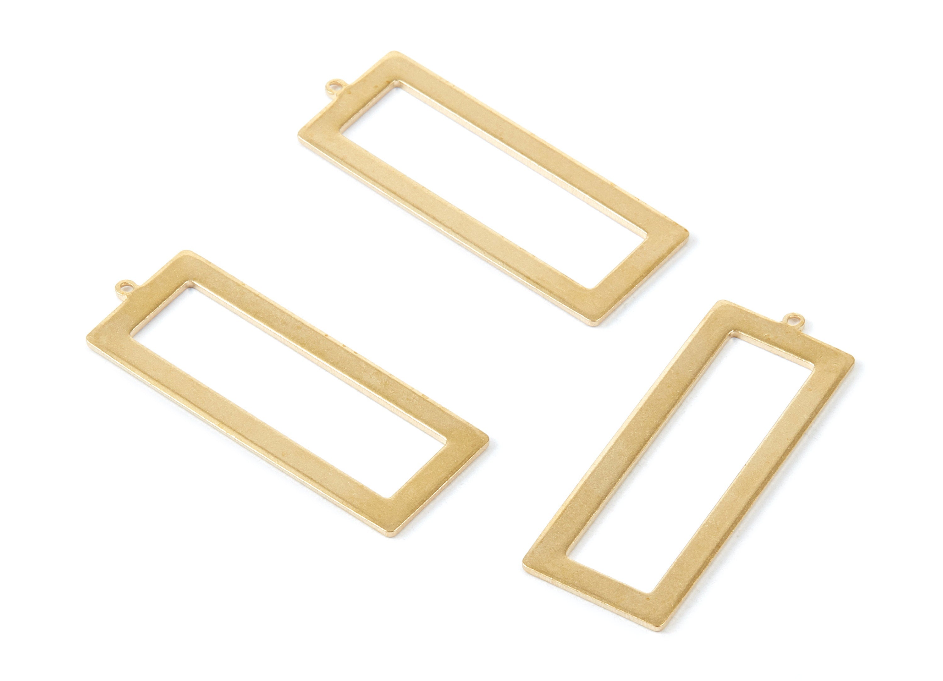 Brass Rectangle Charms - Rectangle Raw Brass Pendant - Brass Earring Findings - Jewelry Supplies - 40x15,26x1mm - PP1789 - DOMEDBAZAAR