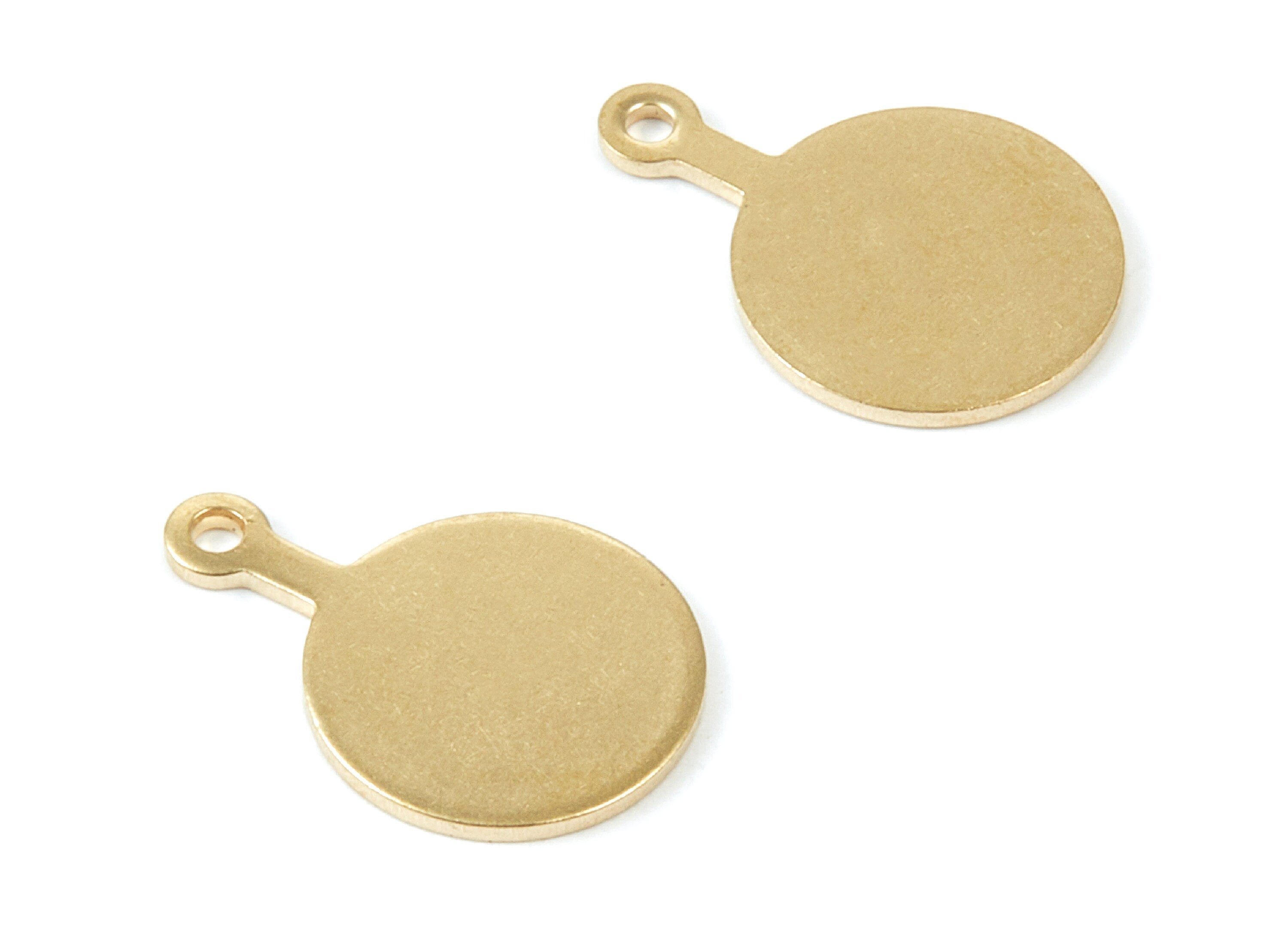 Brass Round Charms - Round Raw Brass Pendant - Earring Findings - Jewelry Supplies - 20,5x14x1mm - PP1796 - DOMEDBAZAAR