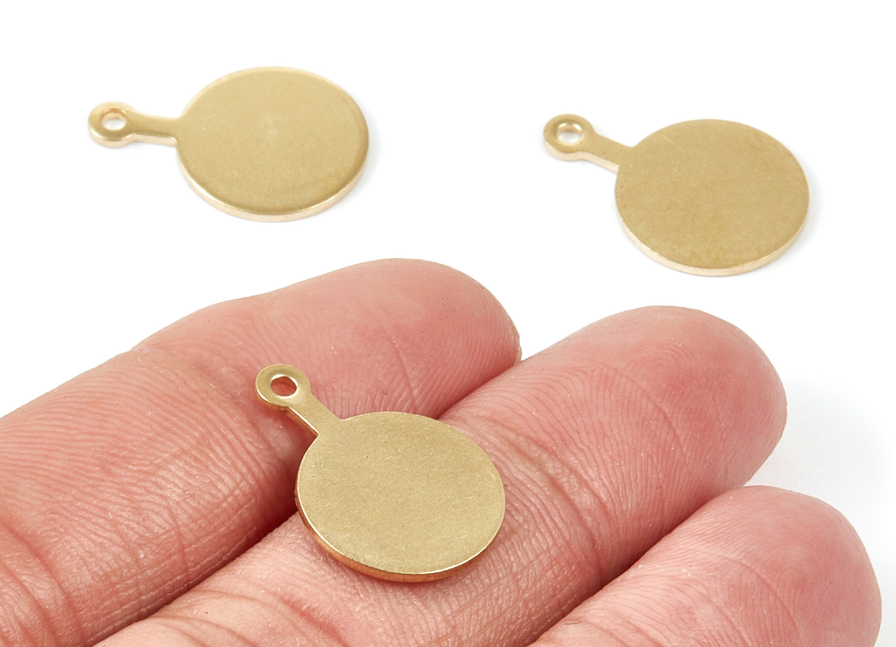 Brass Round Charms - Round Raw Brass Pendant - Earring Findings - Jewelry Supplies - 20,5x14x1mm - PP1796 - DOMEDBAZAAR