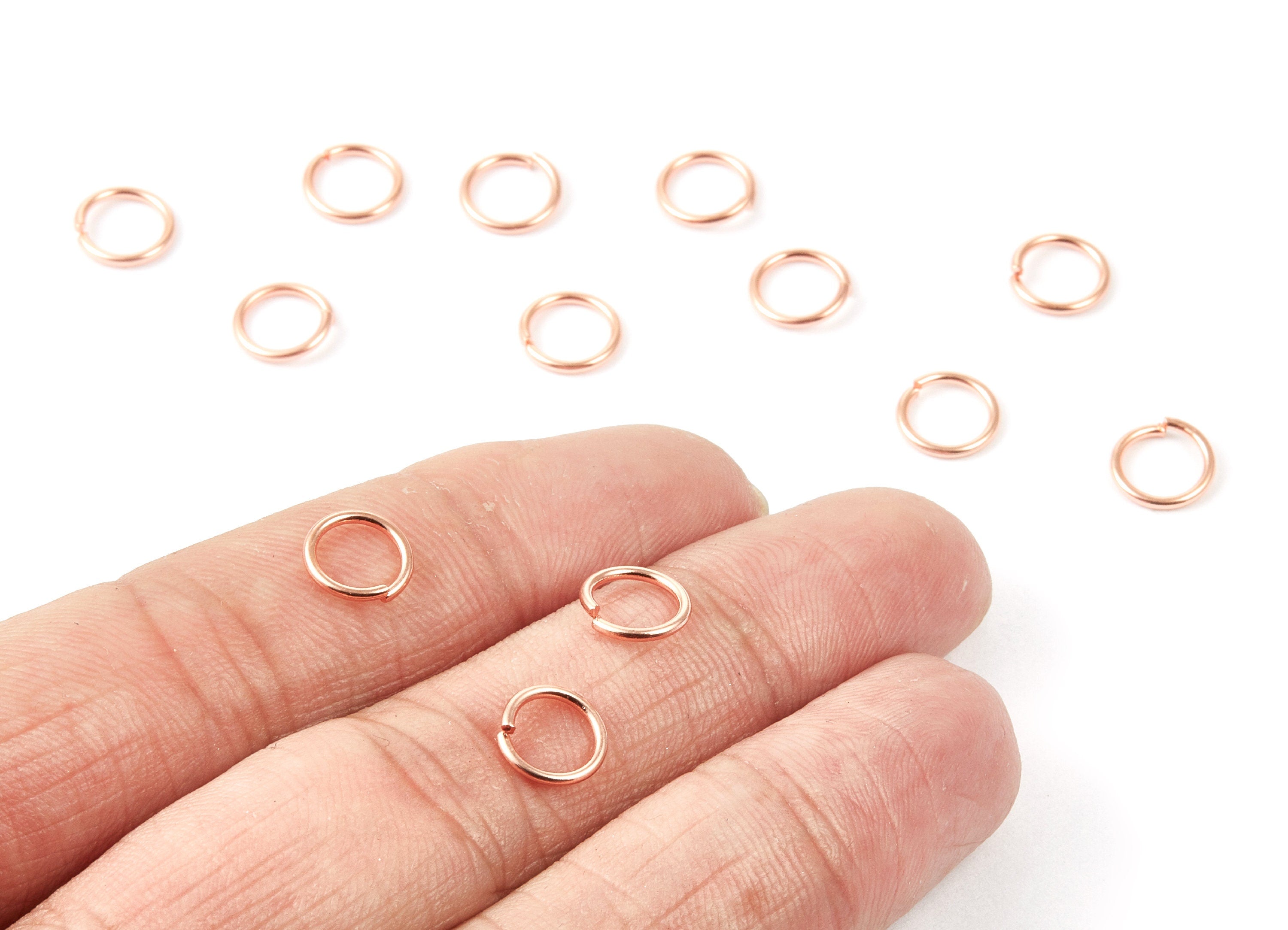 Brass Open Jump Rings - 8x1mm - Rose Tone Plated - Brass Open Jump Rings - Jewelry Supplies - PP1604R - DOMEDBAZAAR
