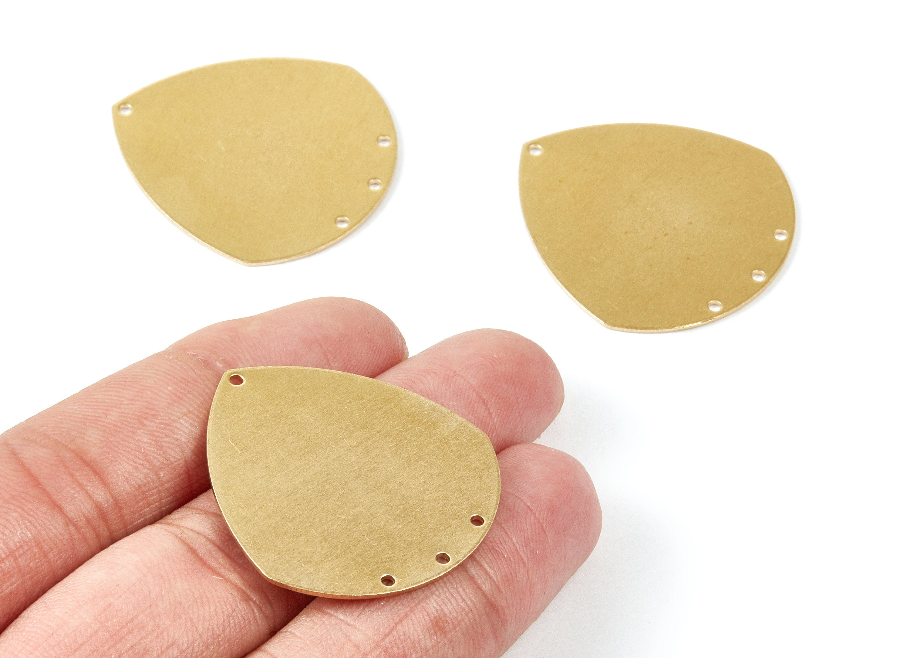 Personalized stamping blank - Brass Drop Charms - Drop Shaped Raw Brass Pendant - Brass Connectors With 4 Holes - 35,58x33x0,86mm - PP1833 - DOMEDBAZAAR