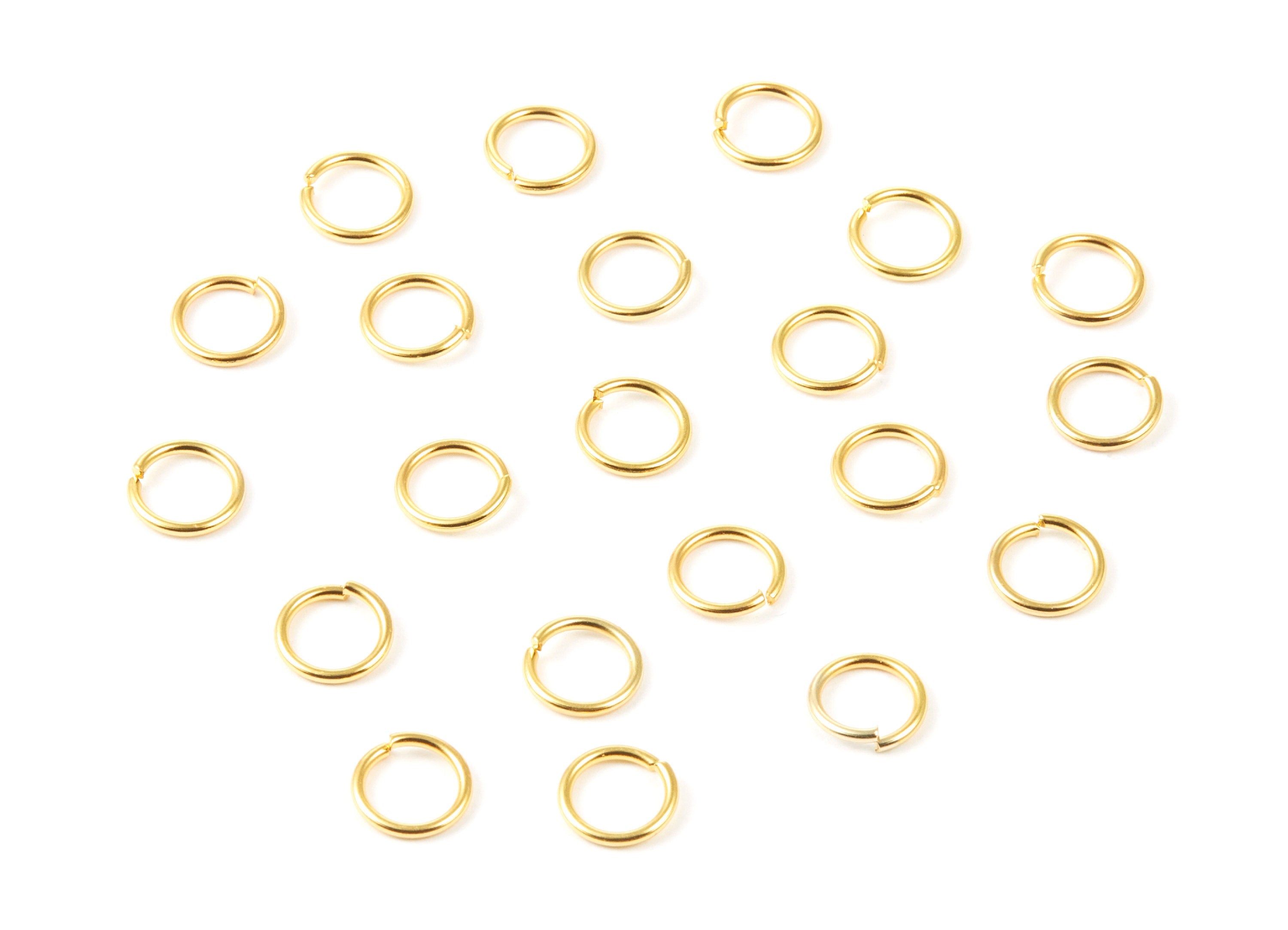 Brass Open Jump Rings - 8x1mm -  Gold Tone Plated - Brass Open Jump Rings - Jewelry Supplies - PP1604G - DOMEDBAZAAR