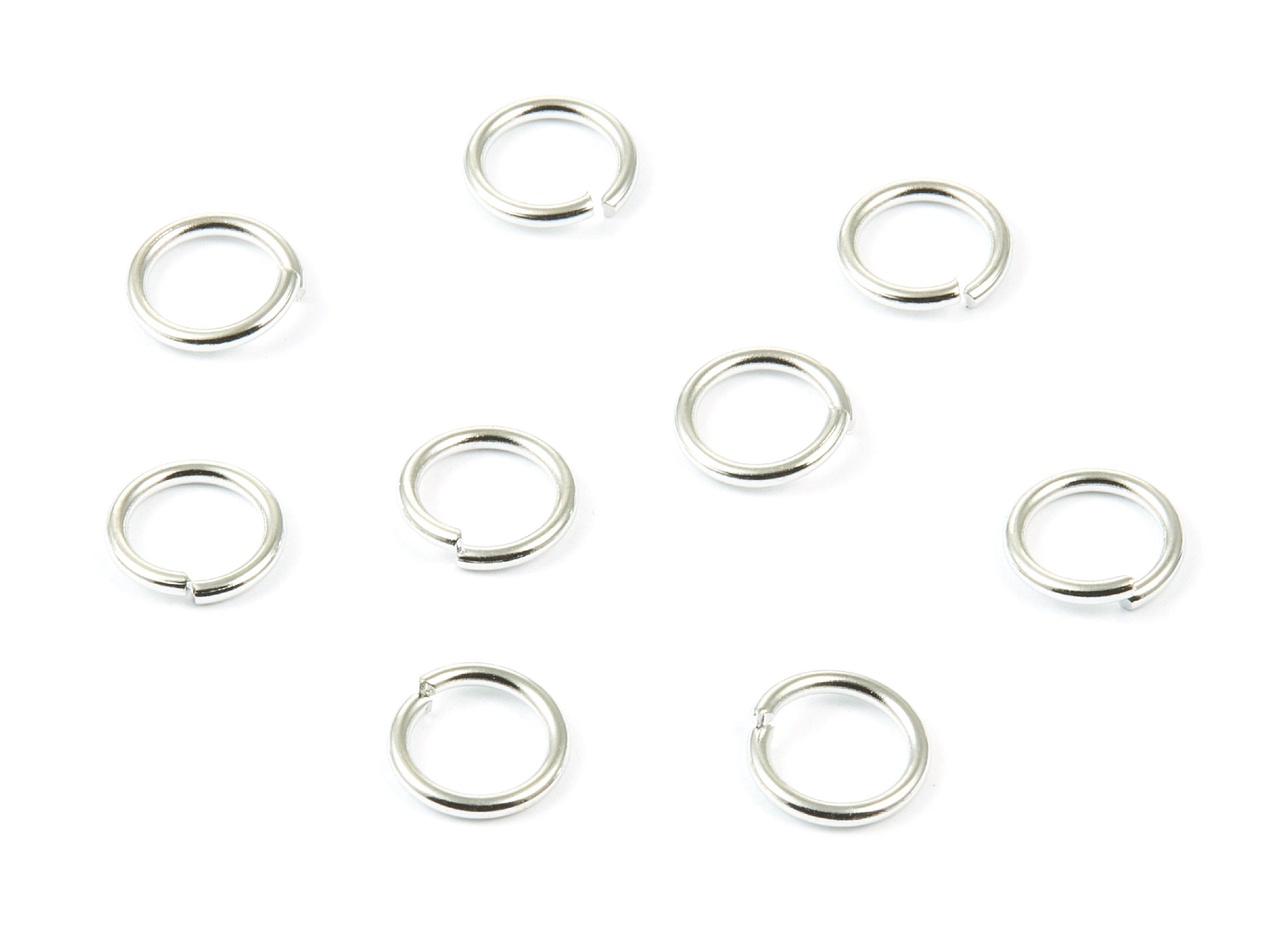 Brass Open Jump Rings - 9x1.2mm - Silver Tone Plated - Brass Open Jump Rings - Jewelry Supplies - PP1576S - DOMEDBAZAAR
