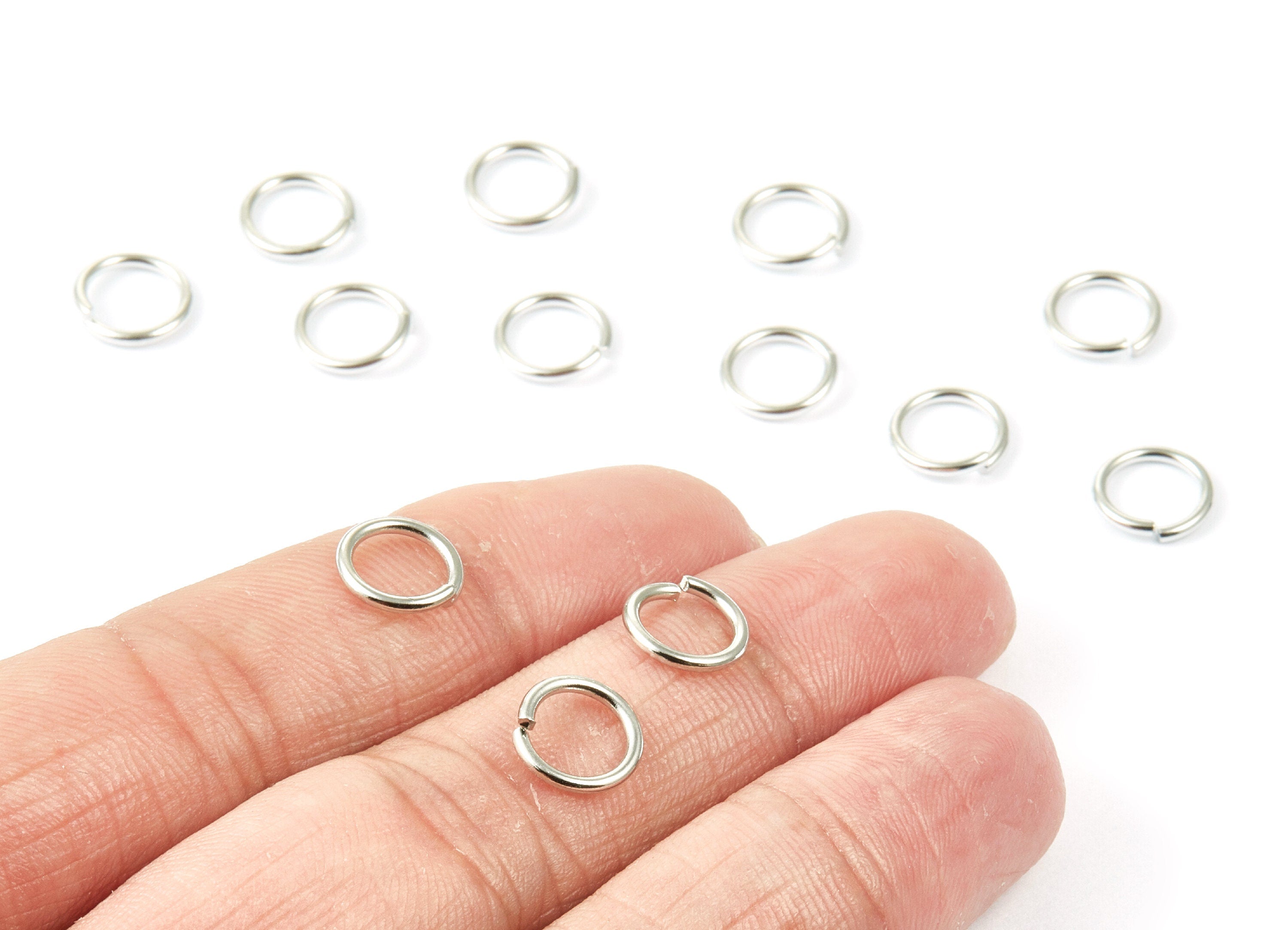 Brass Open Jump Rings - 9x1.2mm - Silver Tone Plated - Brass Open Jump Rings - Jewelry Supplies - PP1576S - DOMEDBAZAAR