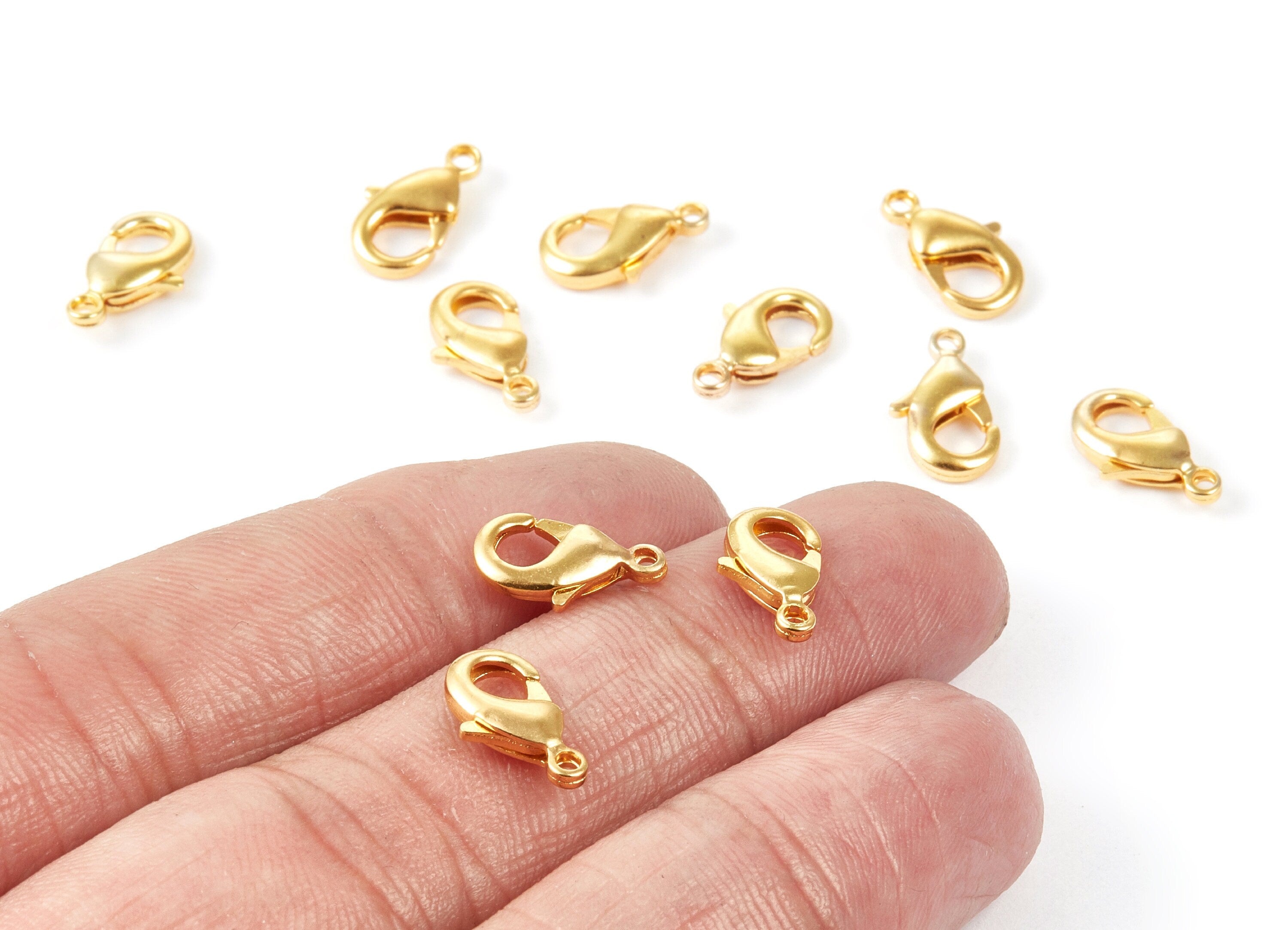 Brass Parrot Clasp - 902 Gold Tone Plated Brass Lobster Claw Clasps - Jewelry Supplies - 12mm x 6,45mm - PP1656G - DOMEDBAZAAR