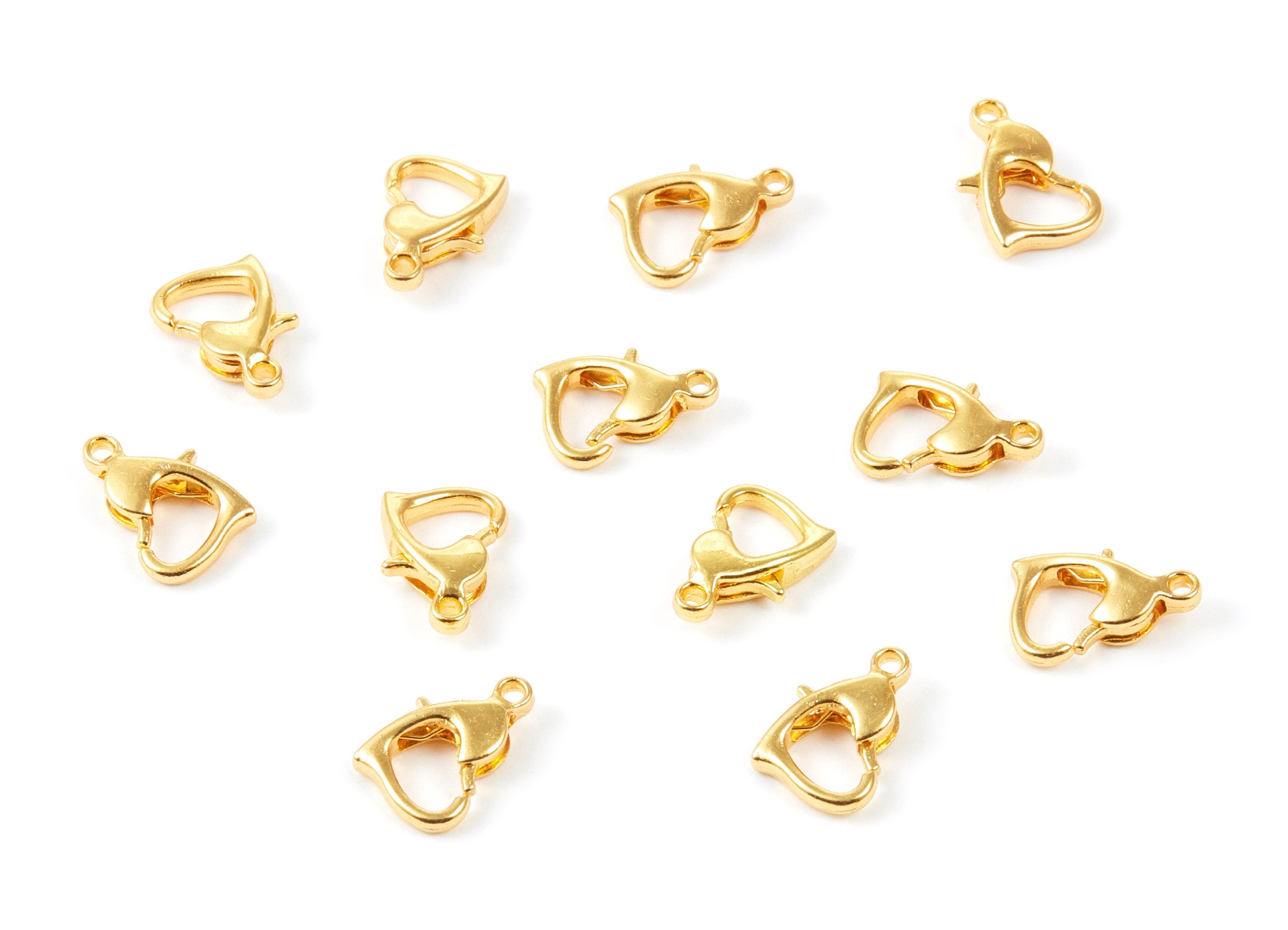 Brass Heart Parrot Clasp - Gold Tone Plated - Brass Heart Lobster Claw Clasps - Jewelry Supplies - 10,5x6,97mm - PP1698G - DOMEDBAZAAR