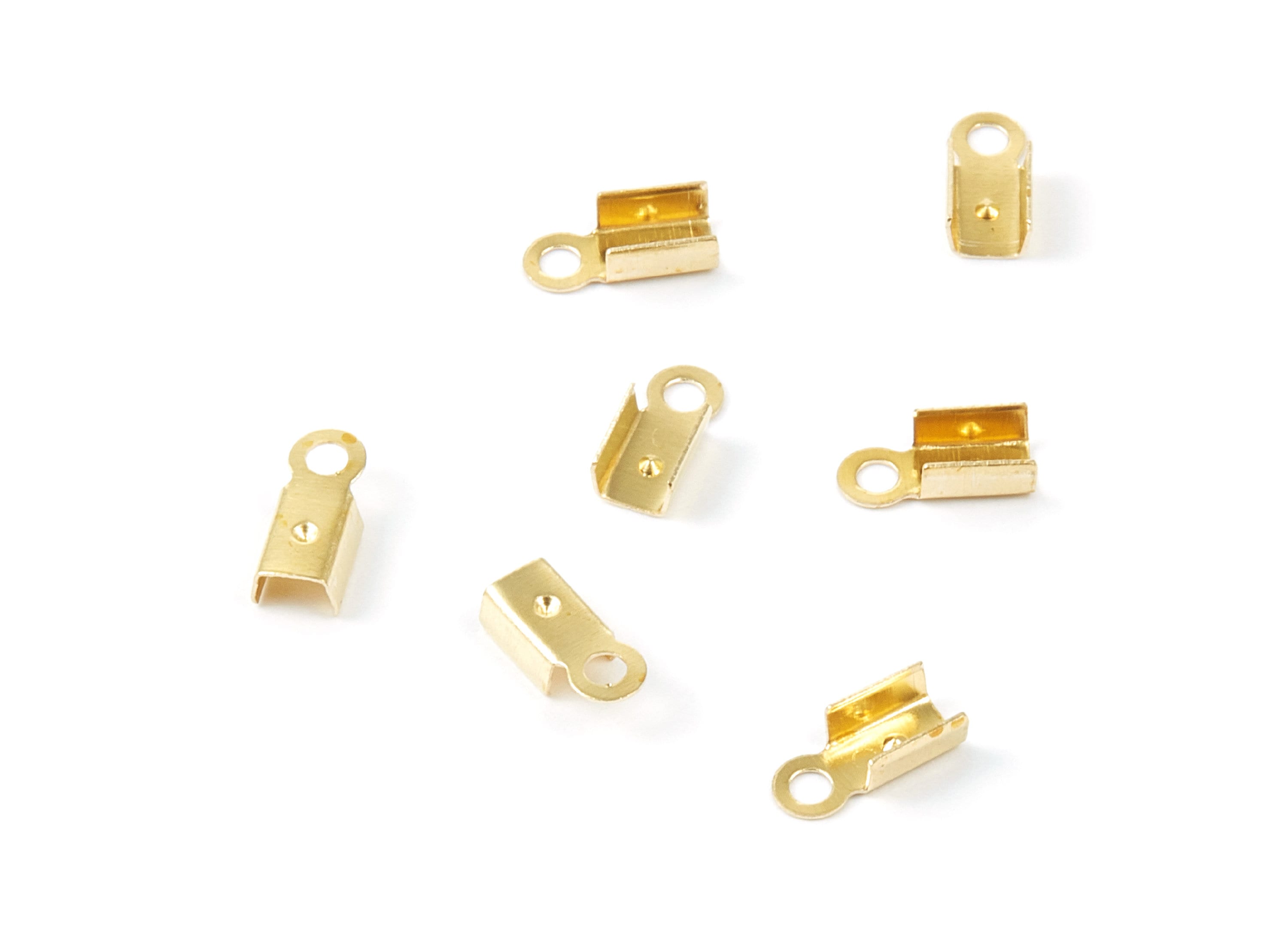 Brass Cord End Clasp - 100Pcs - Raw Brass Cord End Clasp - Jewelry Supplies - 8.7x3.85x0.36mm - PP1724 - DOMEDBAZAAR