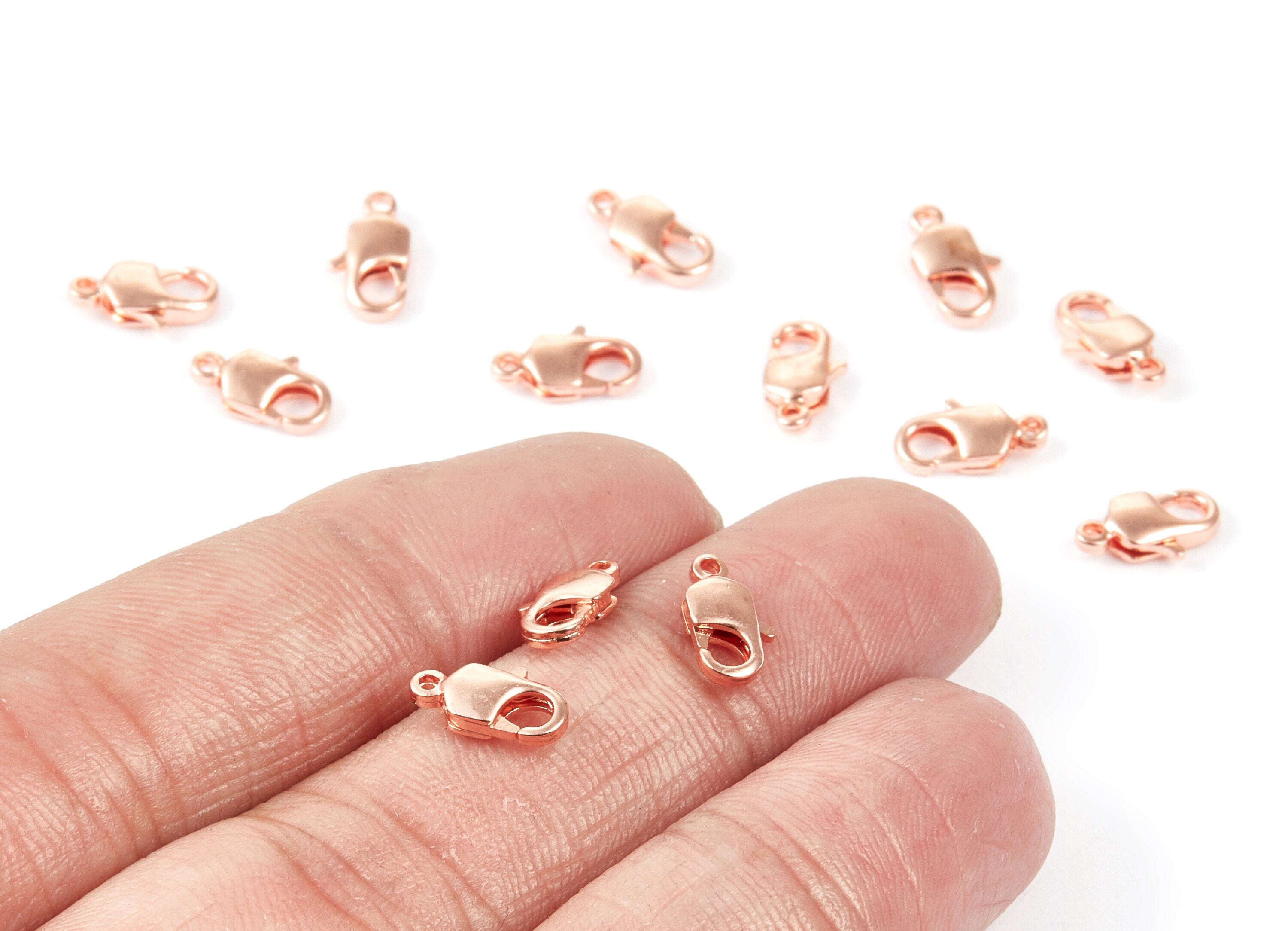 Brass Parrot Clasp - 10mm Rose Tone Plated Brass Lobster Claw Clasps - Jewelry Supplies - 14,23x7,05mm - PP1663R - DOMEDBAZAAR