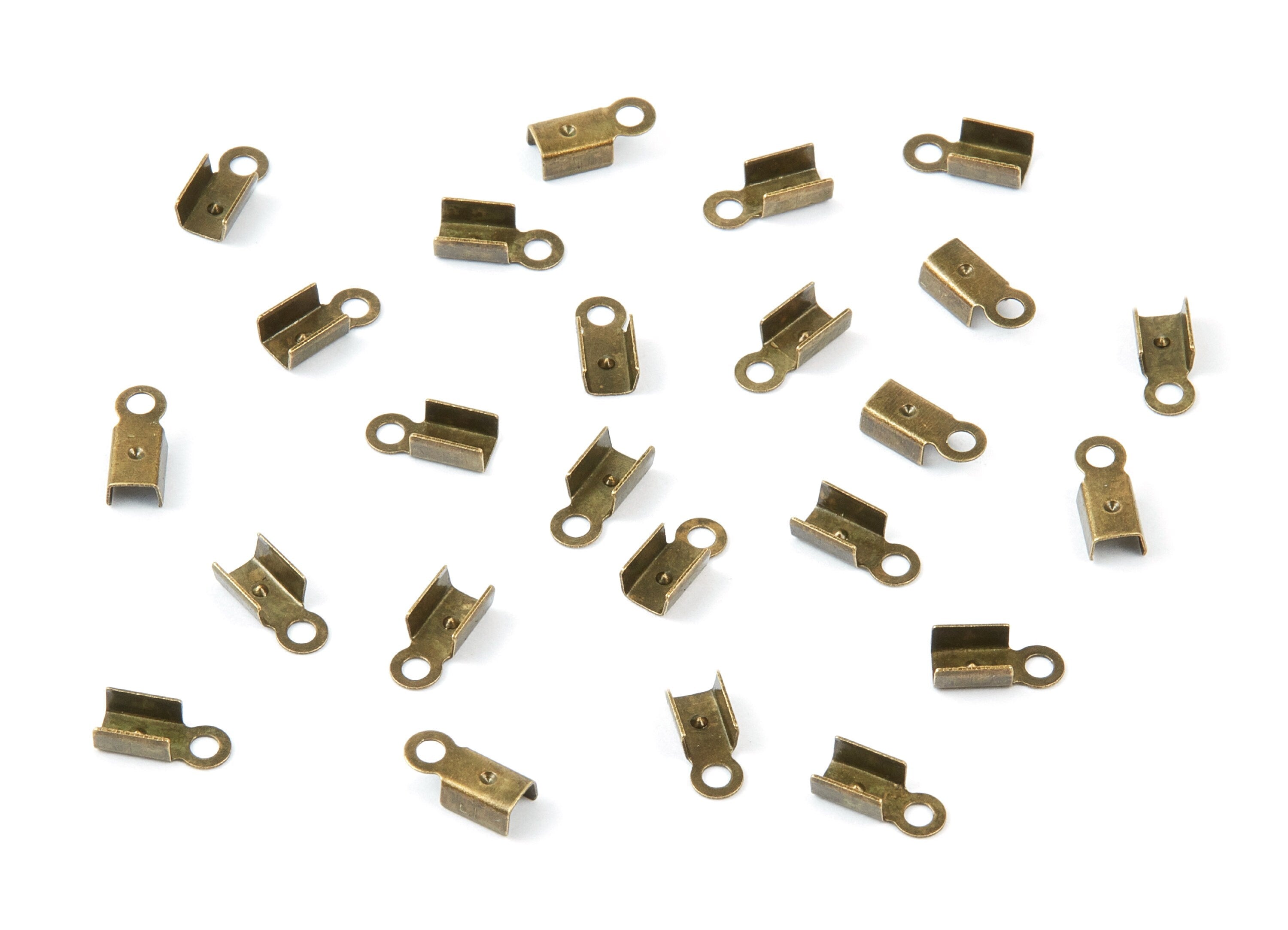 Brass Cord End Clasp - 100Pcs - Antique Bronze Tone Plated Brass Cord End Clasp - Jewelry Supplies - 8.7x3.85x0.36mm - PP1724AB - DOMEDBAZAAR