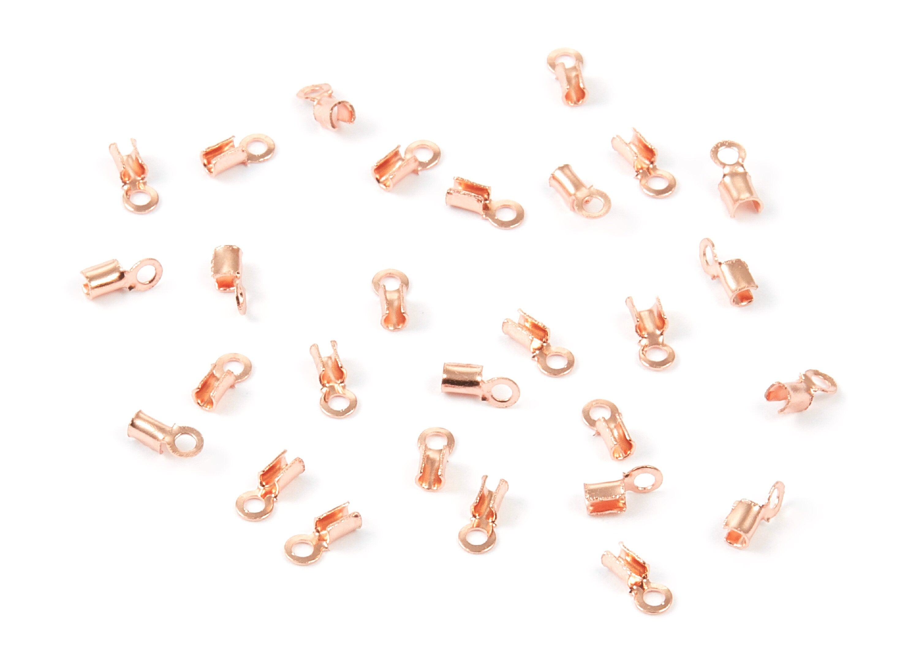 Brass Cord End Clasp - 200Pcs - Rose Tone Plated Brass Cord End Clasp - Jewelry Supplies - 5.65x2.44mm - PP1719R - DOMEDBAZAAR