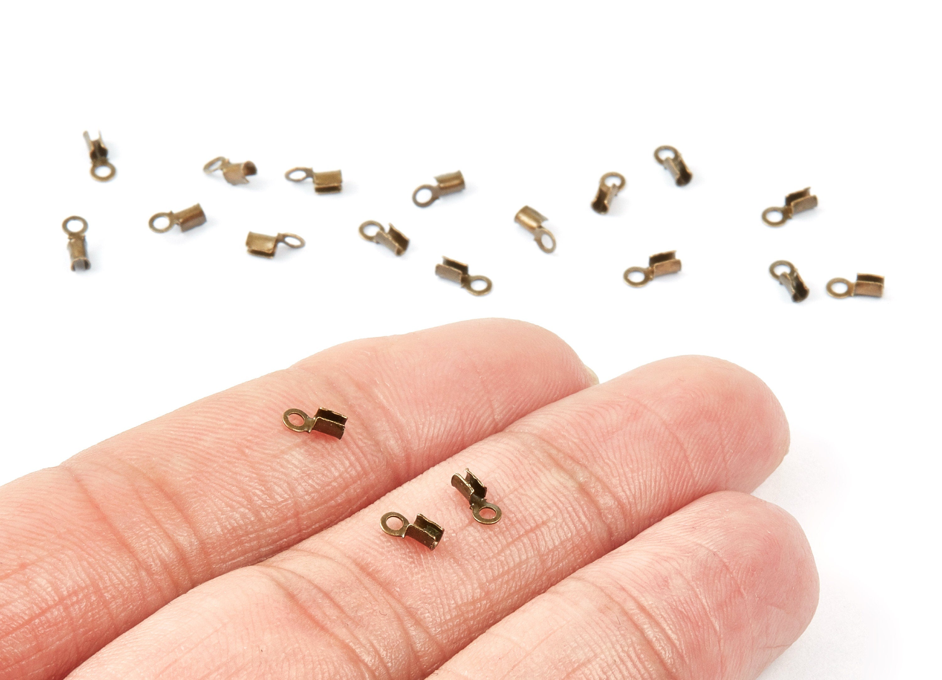 Brass Cord End Clasp - 200Pcs - Antique Bronze Tone Plated Brass Cord End Clasp - Jewelry Supplies - 5.65x2.44mm - PP1719AB - DOMEDBAZAAR